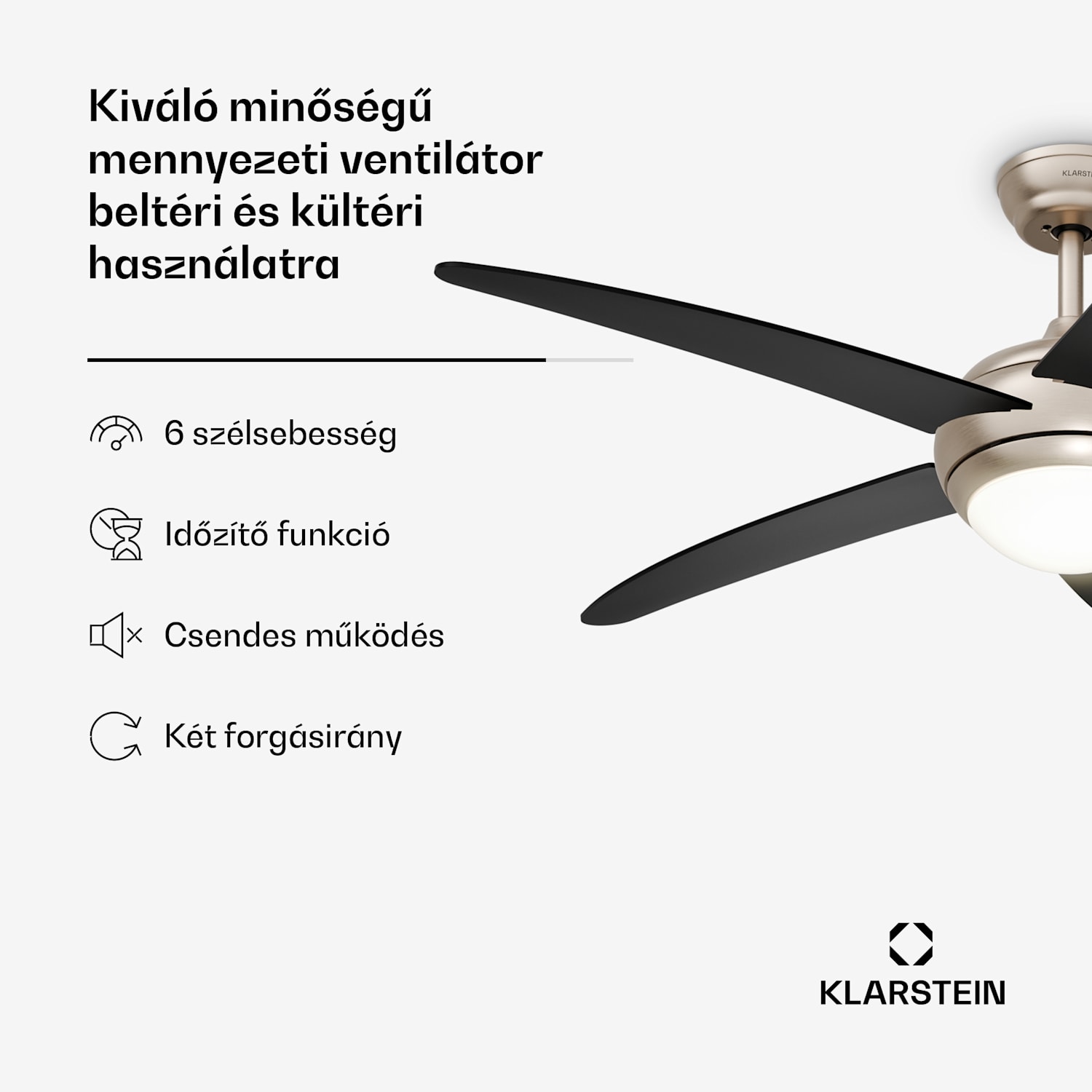 Bolero mennyezeti ventilátor világítással | 132 cm | 35 W | Csendes működés | Fa 132 cm (13-25 m²-es szobák) | Távirányító | Fekete