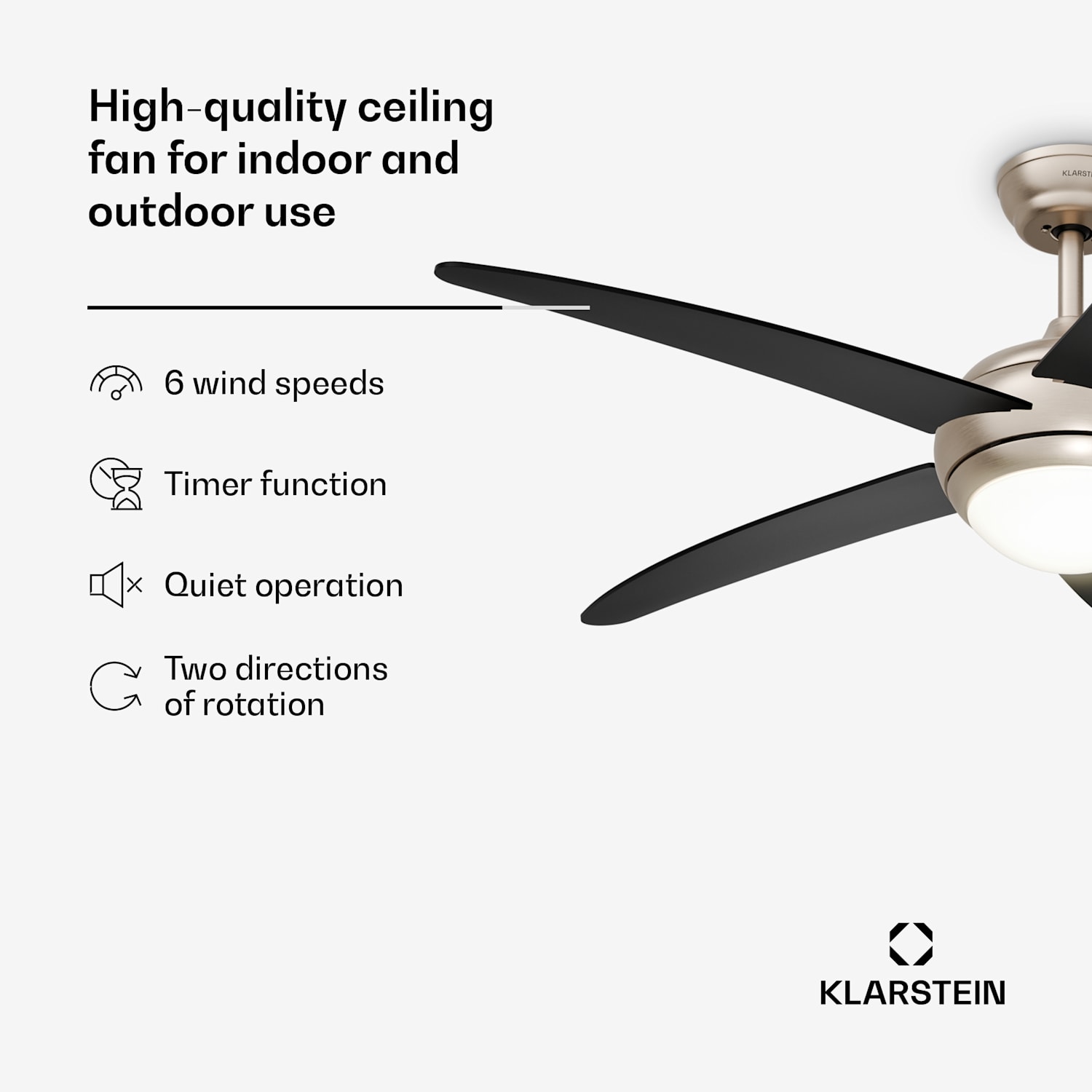 Bolero kattotuuletin valolla | 132 cm | 35 W | Hiljainen käyttö | Puu 132 cm (huoneet 13-25 m²) | Kaukosäädin | Musta