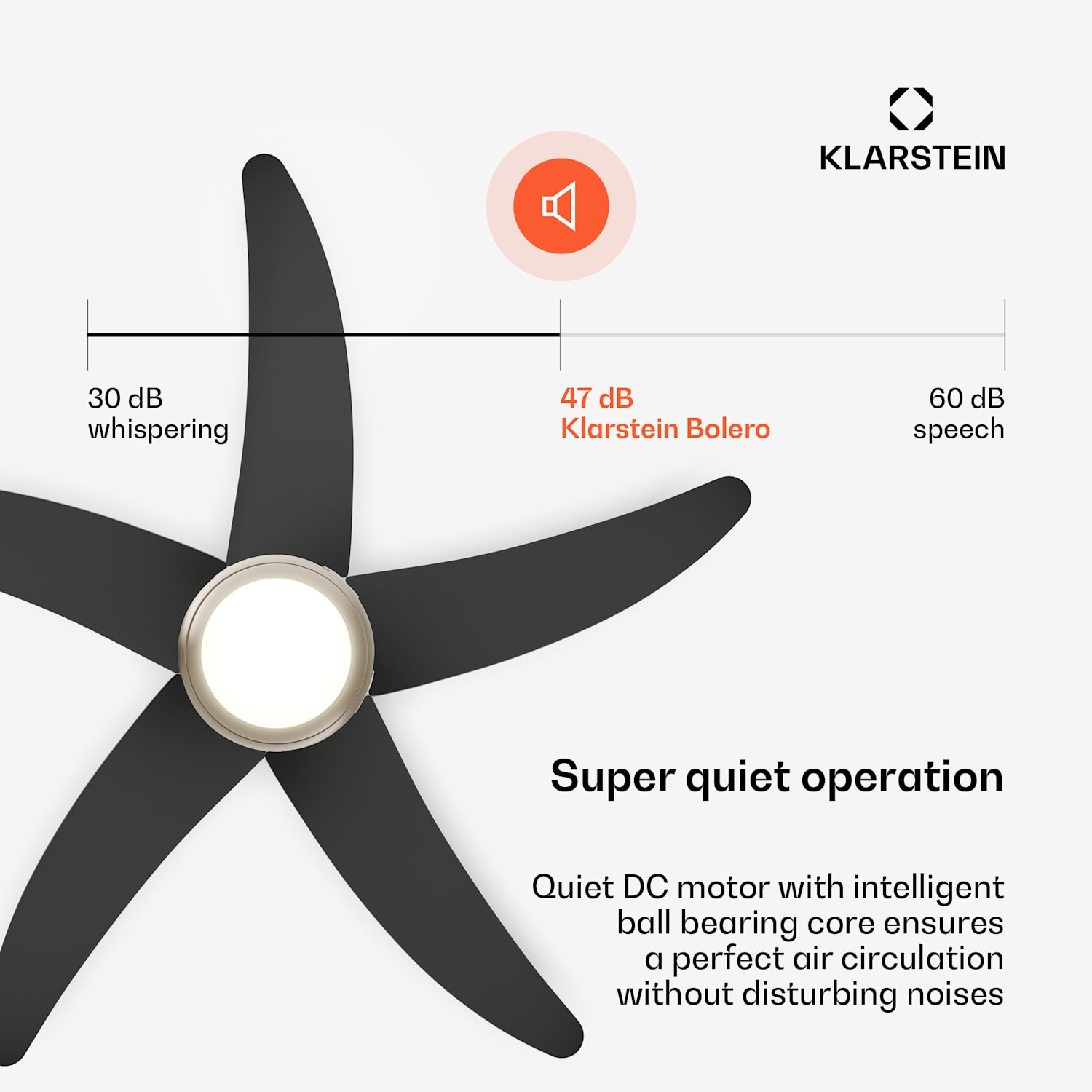 Bolero kattotuuletin valolla | 132 cm | 35 W | Hiljainen käyttö | Puu 132 cm (huoneet 13-25 m²) | Kaukosäädin | Musta