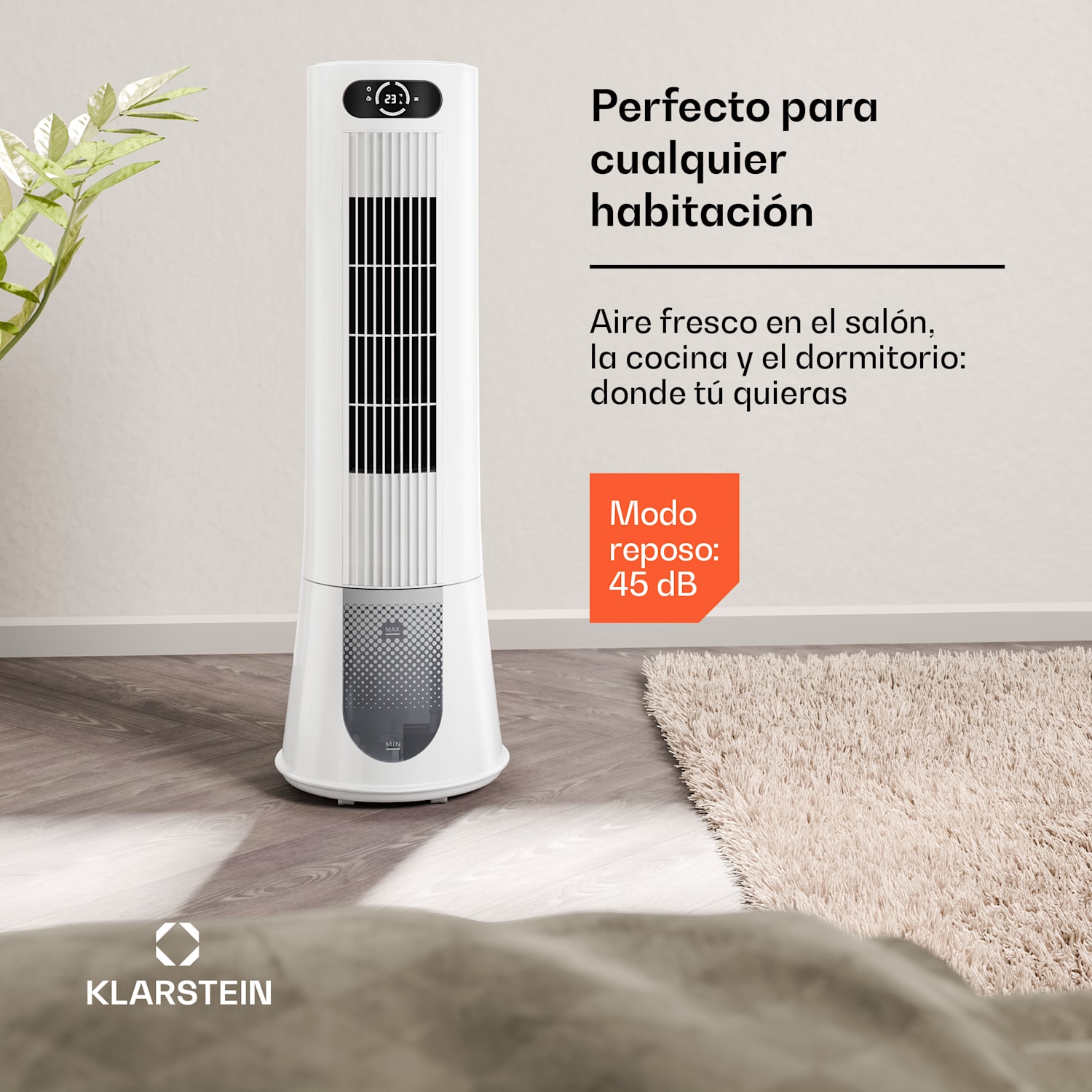 Enfriador de aire Frost con refrigeración por agua | 200 m³/h | 7 L | 20 m² | 2 pareches de frío | 4 modos | 45 W 200 m³/h | Blanco