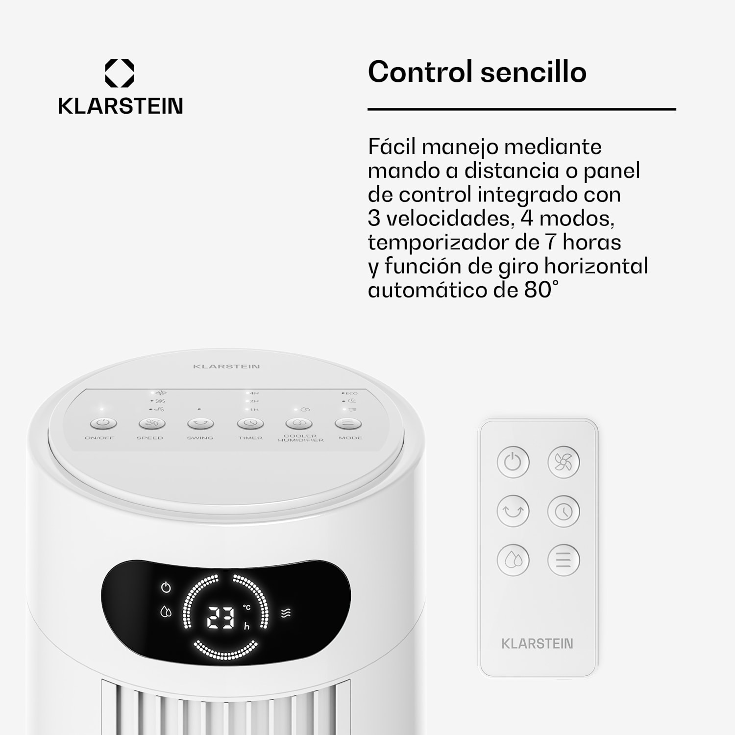 Enfriador de aire Frost con refrigeración por agua | 200 m³/h | 7 L | 20 m² | 2 pareches de frío | 4 modos | 45 W 200 m³/h | Blanco