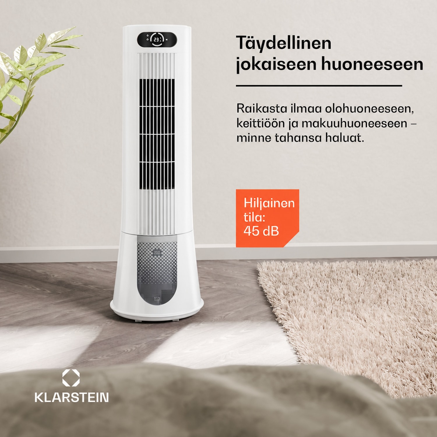 Frost ilmaviilennin vesijäähdytyksellä | 200 m³/h | 7 l | 20 m² | 2 viilypakettia | 4 tilaa | 45 W 200 m³/h | Valkoinen