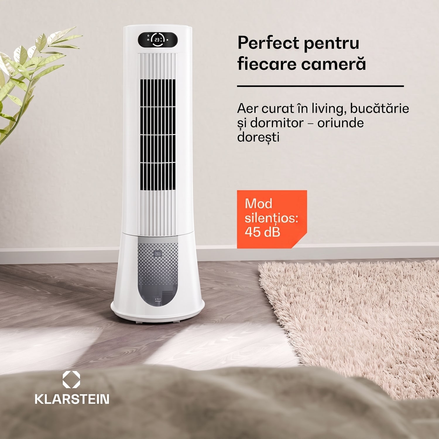 Răcitor de aer Frost cu răcire cu apă | 200 m³/h | 7 l | 20 m² | 2 pachete de răcire | 4 moduri | 45 W 200 m³/h | Alb