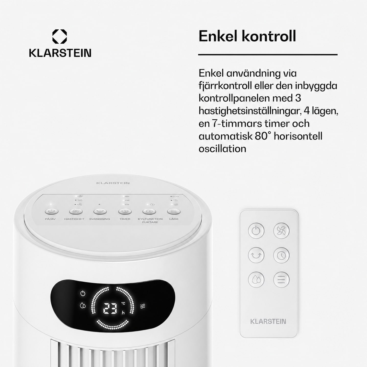Frost luftkylare med vattenkylning | 200 m³/h | 7 l | 20 m² | 2 kylpaket | 4 lägen | 45 W 200 m³/h | Vit