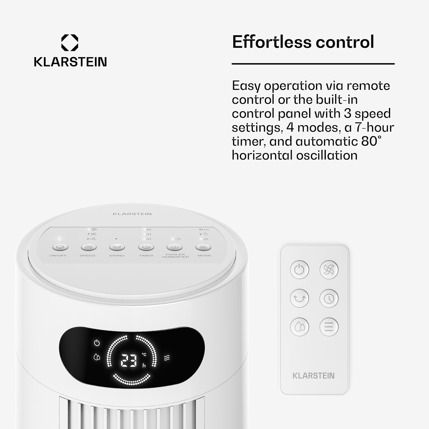 Frost rafraîchisseur d'air à eau | 200 m³/h | 7 l | 20 m² | 2 packs de refroidissement | 4 modes | 45 W 200 m³/h | Blanc