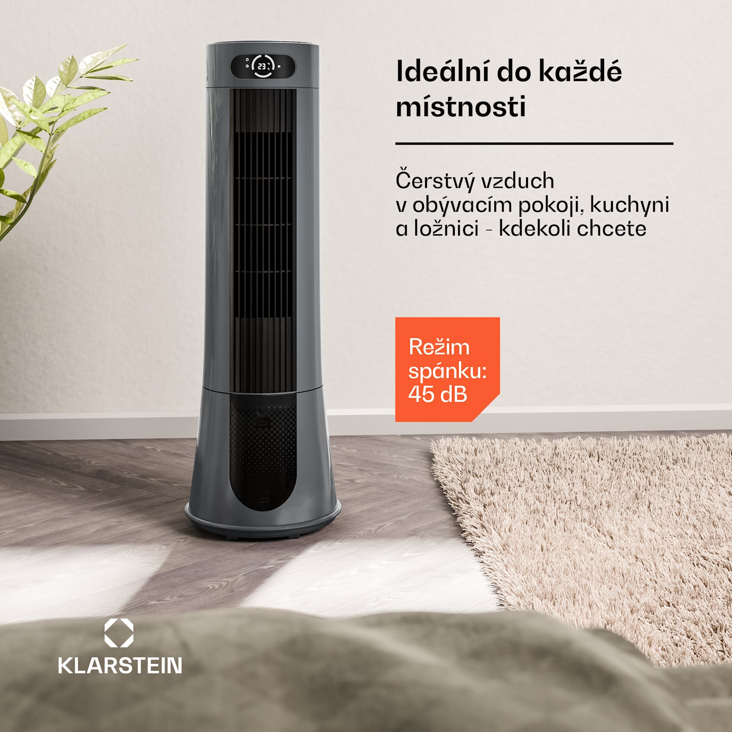 Chladič mrazivého vzduchu s vodním chlazením | 200 m³/h | 7 l | 20 m² | 2 chladicí jednotky | 4 režimy | 45 W 200 m³/h | Antracit