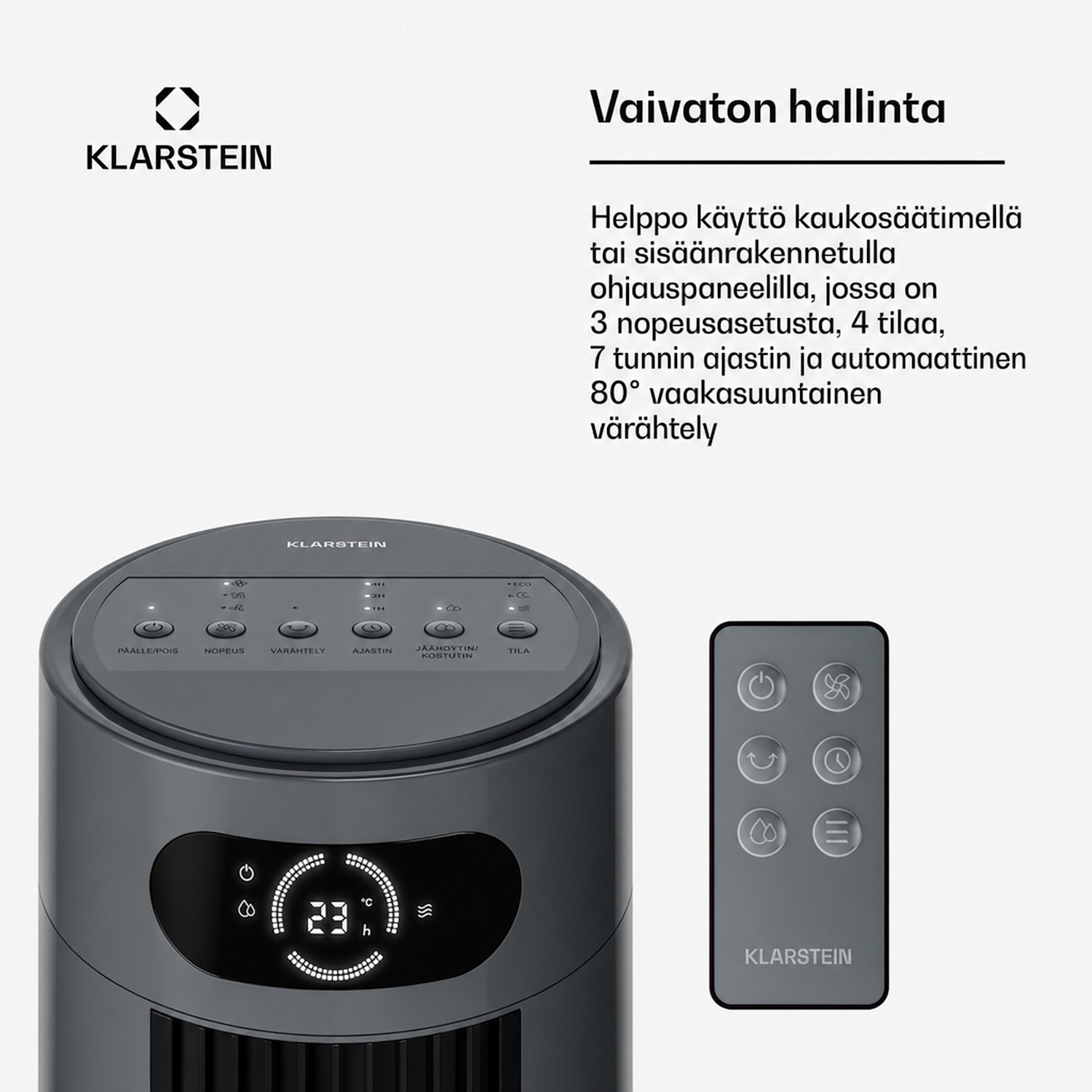 Frost-ilmanjäähdytin vesijäähdytyksellä | 200 m³/h | 7 l | 20 m² | 2 jäähdytyspakettia | 4 tilaa | 45 W 200 m³/h | Antrasiitti