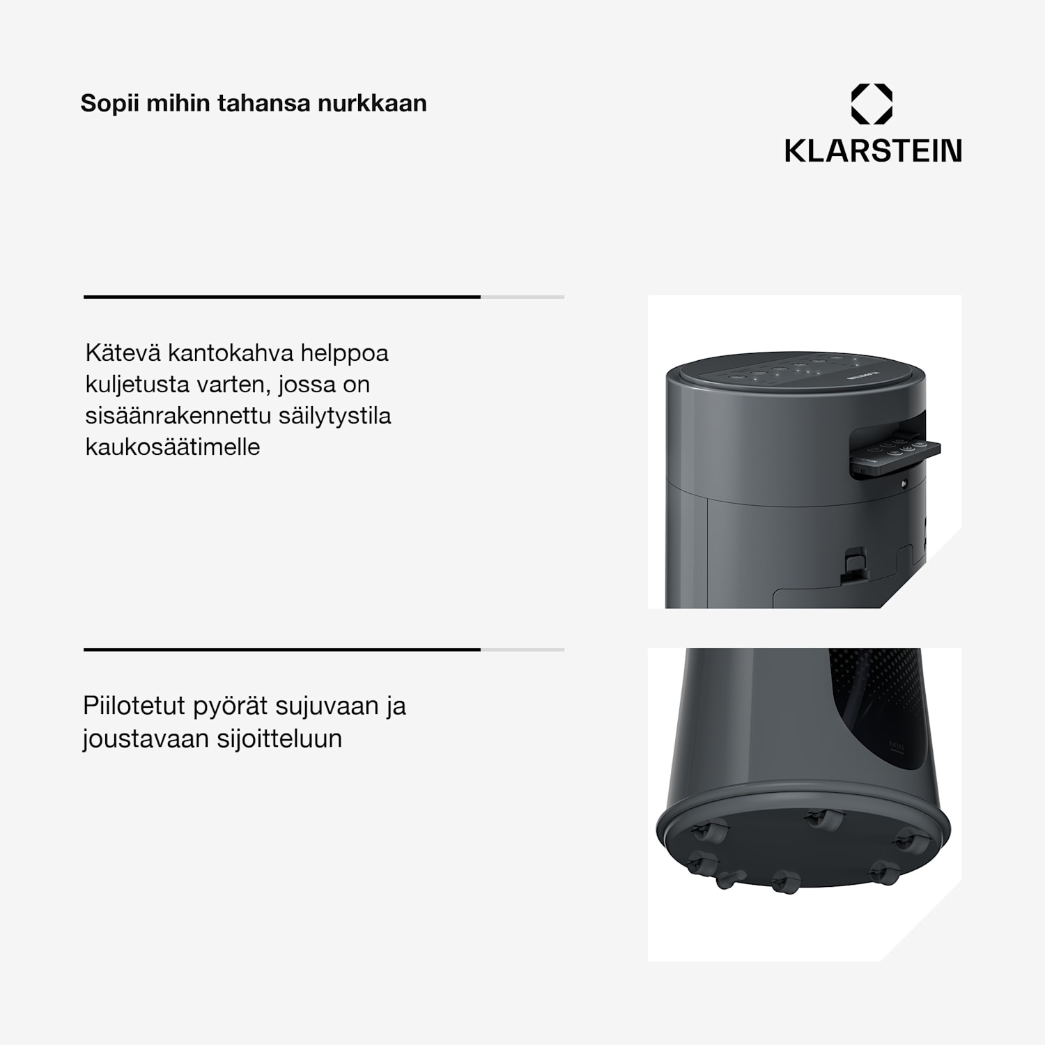 Frost-ilmanjäähdytin vesijäähdytyksellä | 200 m³/h | 7 l | 20 m² | 2 jäähdytyspakettia | 4 tilaa | 45 W 200 m³/h | Antrasiitti