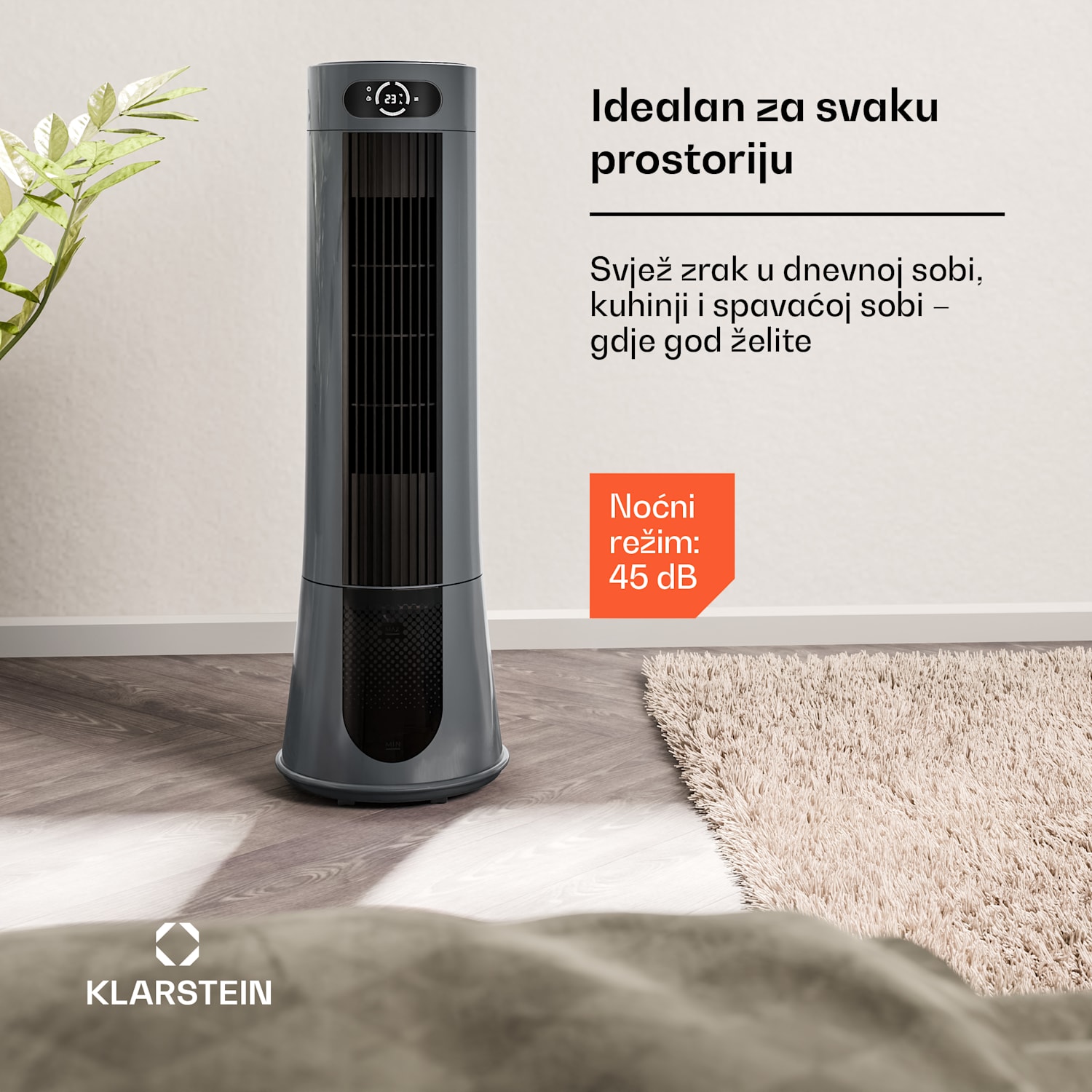 Frost rashlađivač zraka s vodenim hlađenjem | 200 m³/h | 7 L | 20 m² | 2 rashladna umetka | 4 načina rada | 45 W 200 m³/h | Antracit