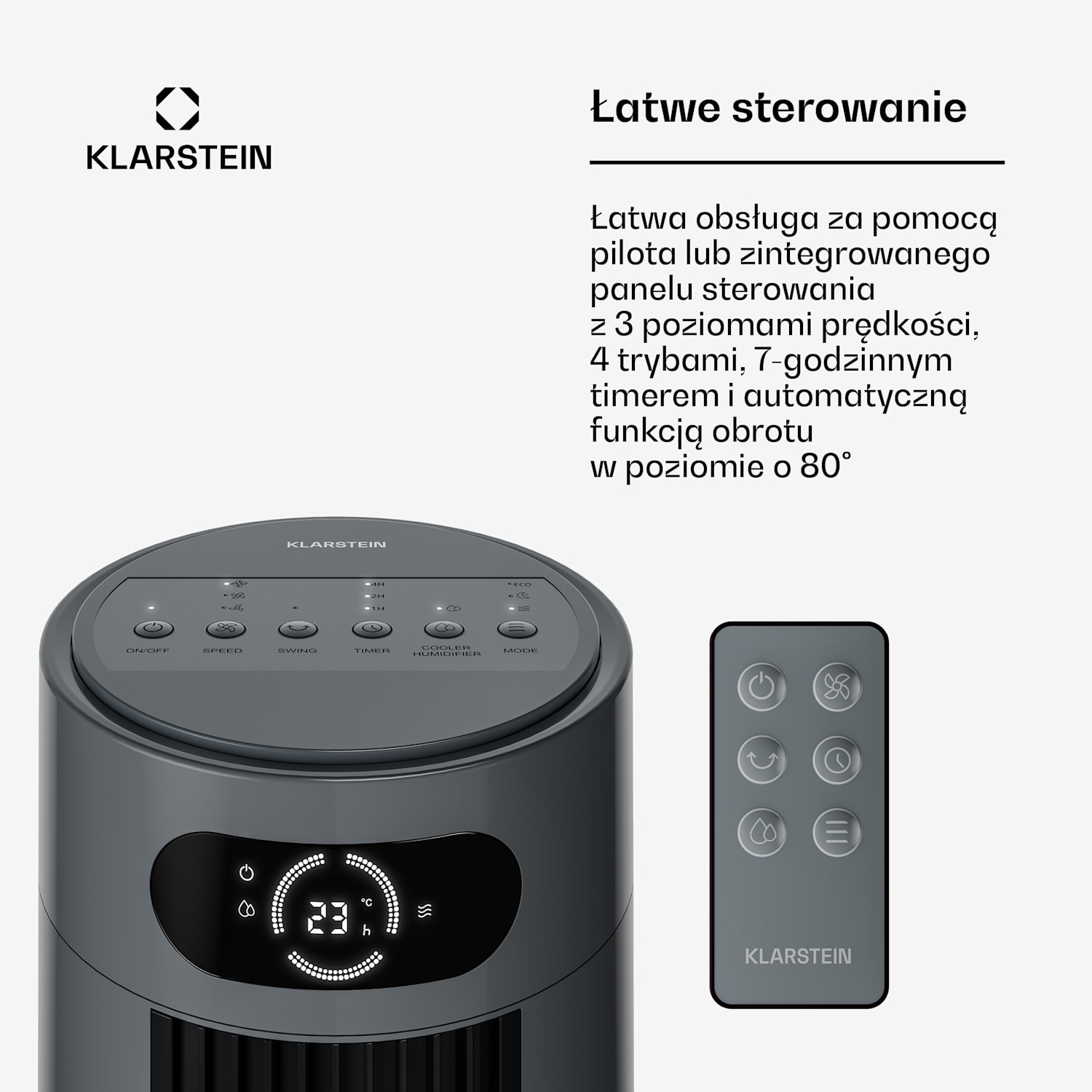 Frost klimator przenośny | 200 m³/h | 7 l | 20 m² | 2 wkłady chłodzące | 4 tryby | 45 W 200 m³/h | Antracyt