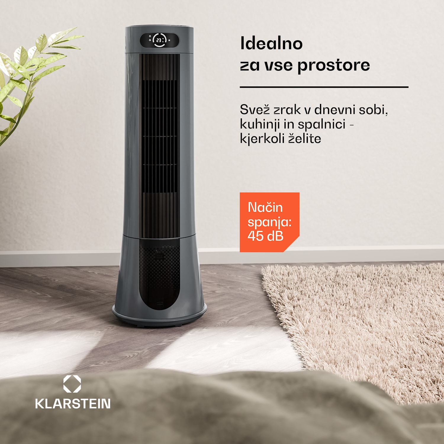 Frost hladilec zraka z vodnim hlajenjem | 200 m³/h | 7 l | 20 m² | 2 hladilna paketa | 4 načini | 45 W 200 m³/h | Antracit