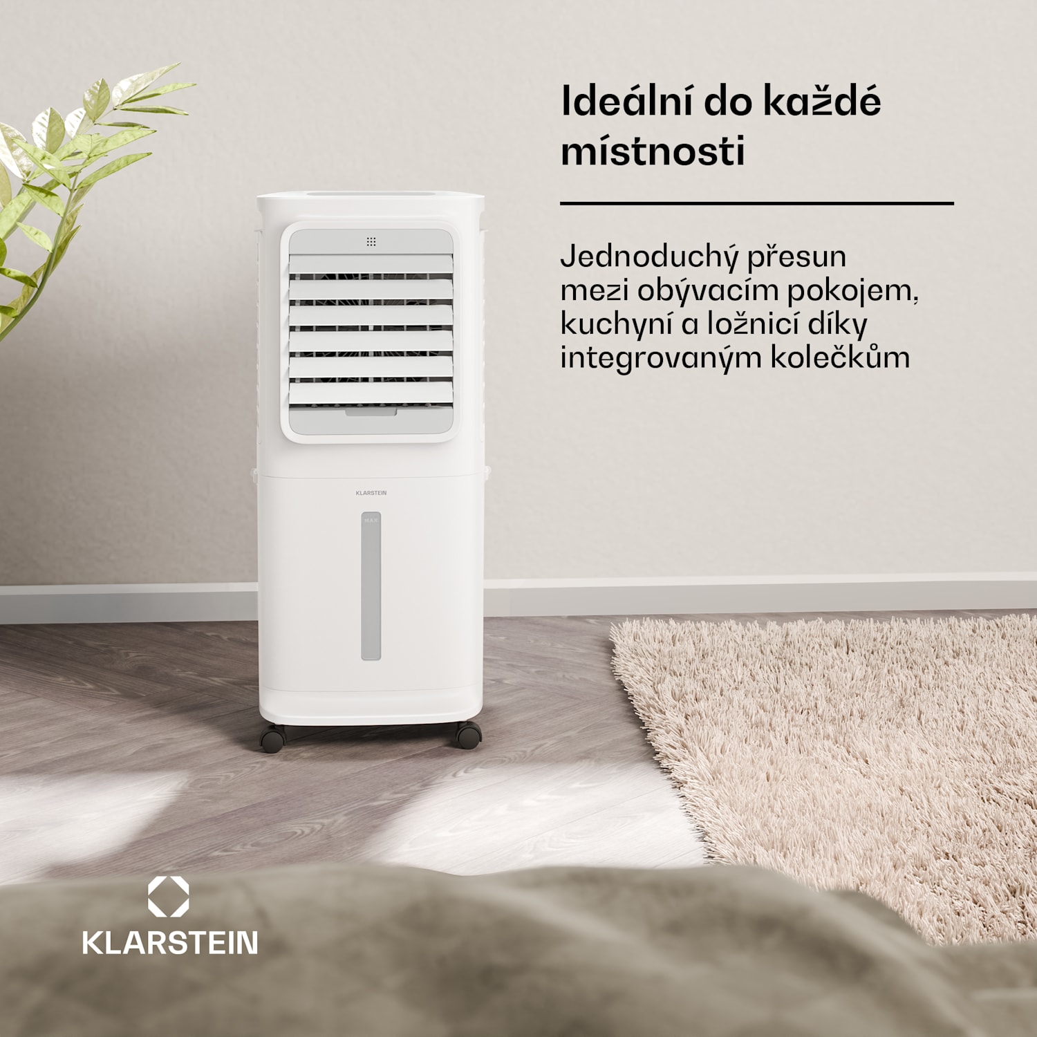 Breezcube inteligentní ochlazovač vzduchu s vodním chlazením | 340 m³/h | 10 l | 30 m² | 3 režimy | 50 W Bílá