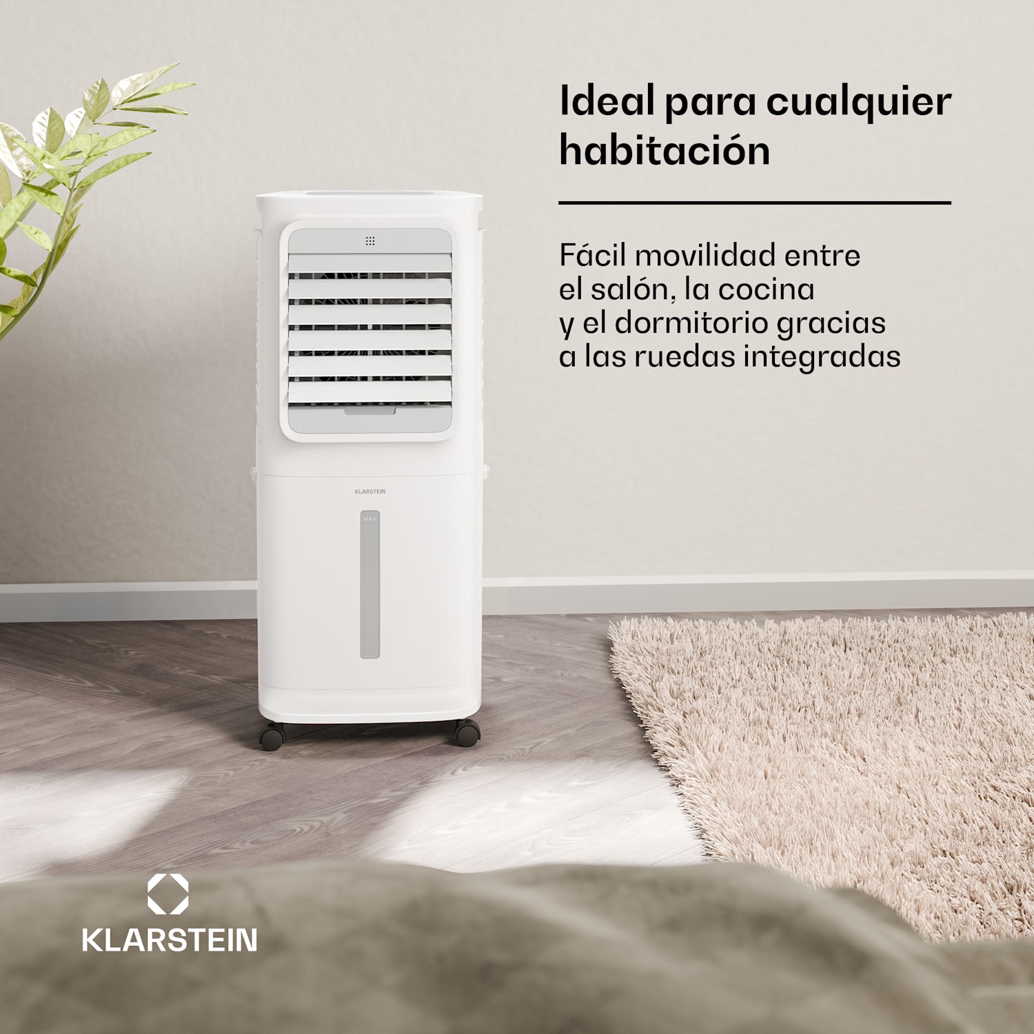 Breezcube Smart enfriador de aire con refrigeración por agua | 340 m³/h | 10 L | 30 m² | 3 modos | 50 W Blanco