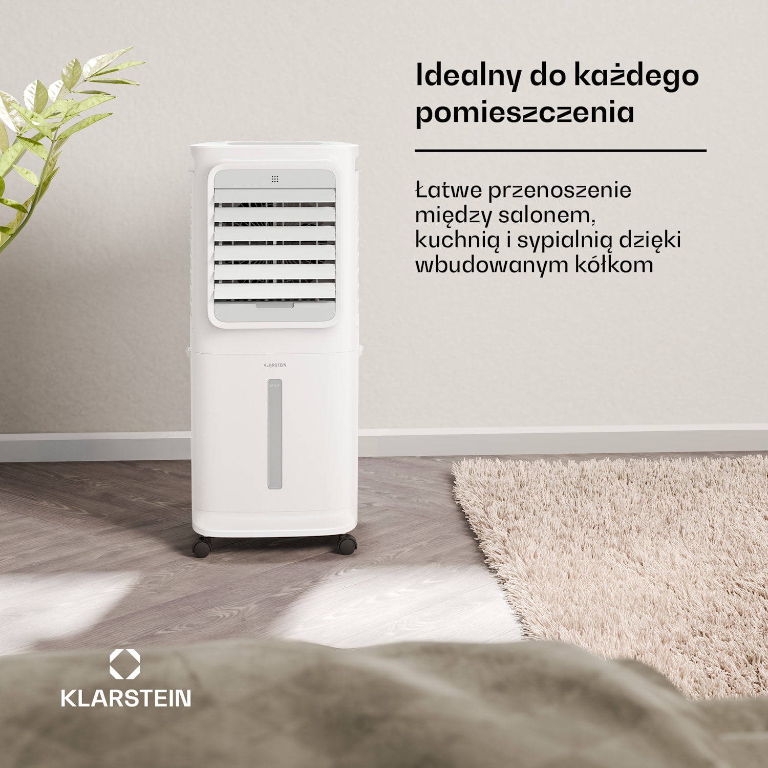 Breezcube Smart klimator przenośny | 340 m³/h | 10 l | 30 m² | 3 tryby | 50 W Biały