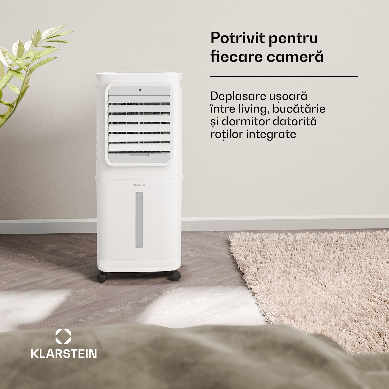 Răcitor de aer inteligent Breezcube cu răcire cu apă | 340 m³/h | 10 l | 30 m² | 3 moduri | 50 W Alb