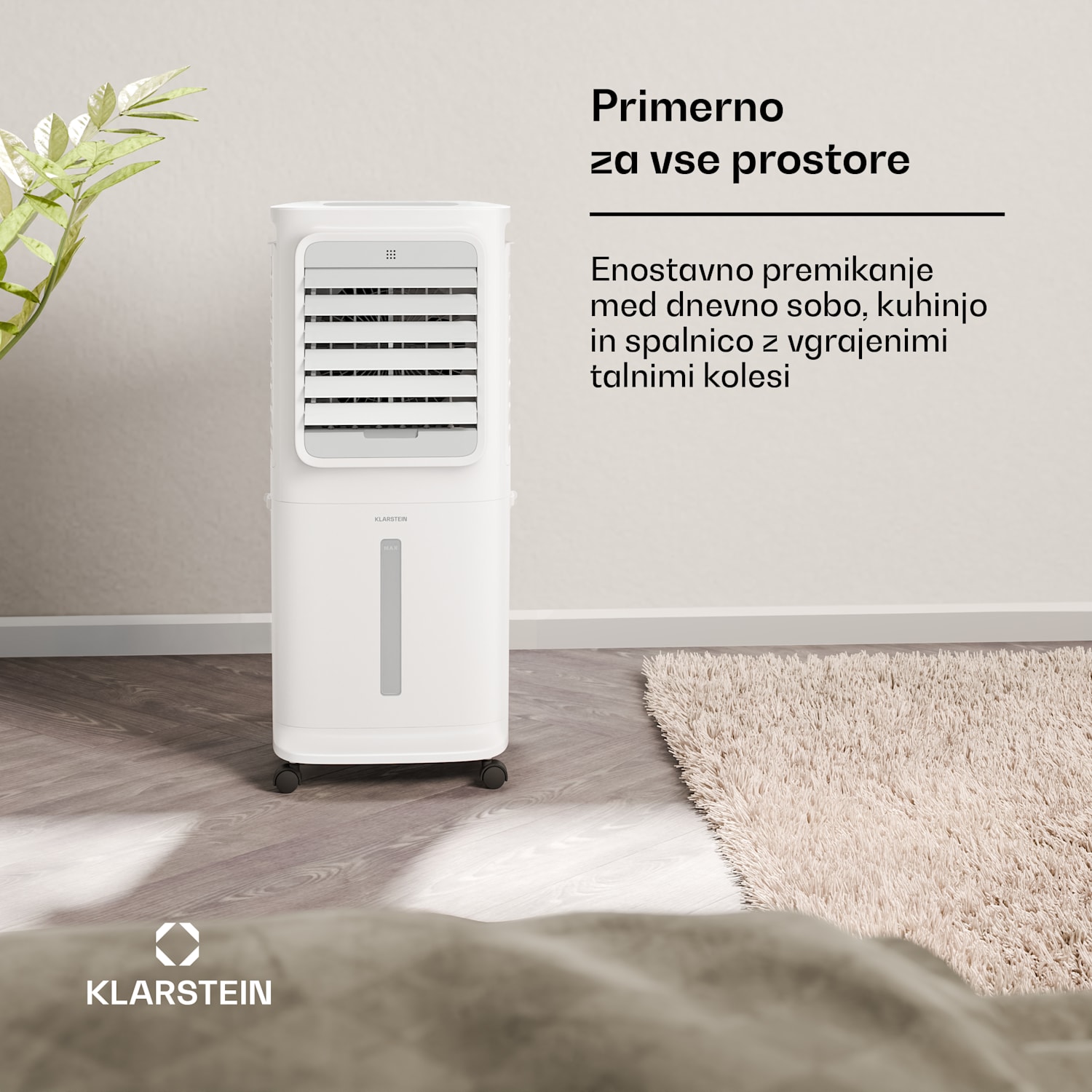 Breezcube pametni zračni hladilnik z vodnim hlajenjem | 340 m³/h | 10 l | 30 m² | 3 načini | 50 W Bela