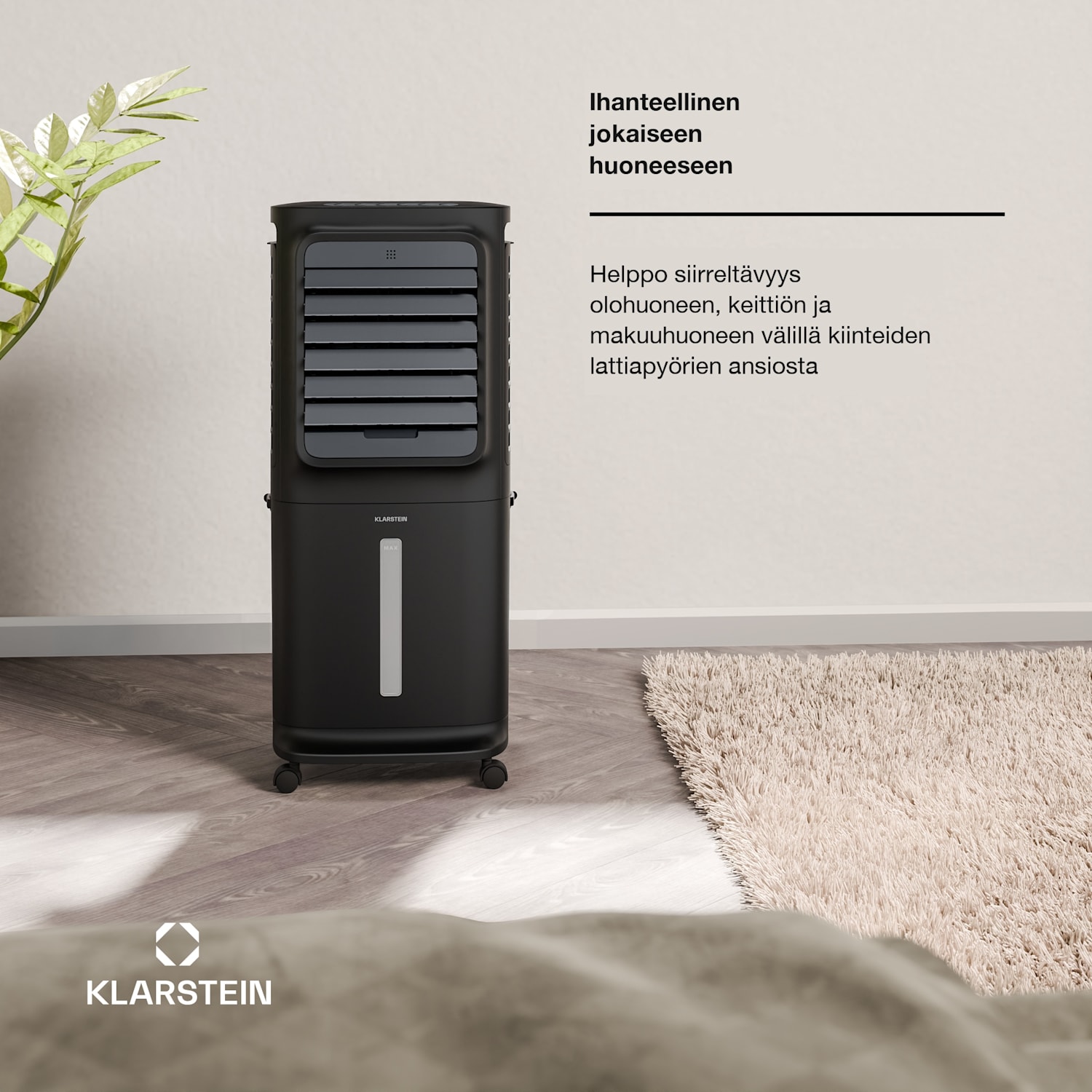Breezcube älykäs ilmastin vesijäähdytyksellä | 340 m³/h | 10 l | 30 m² | 3 tilaa | 50 W Musta