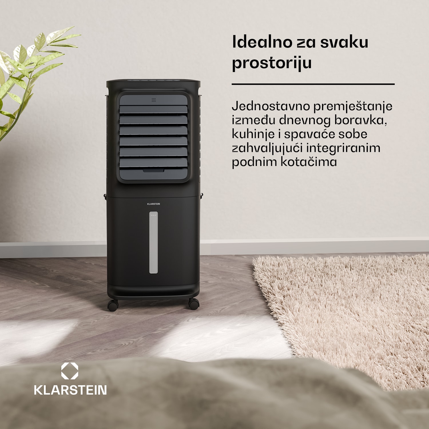 Breezcube pametni zračni hladnjak s vodenim hlađenjem | 340 m³/h | 10 l | 30 m² | 3 moda | 50 W Crna