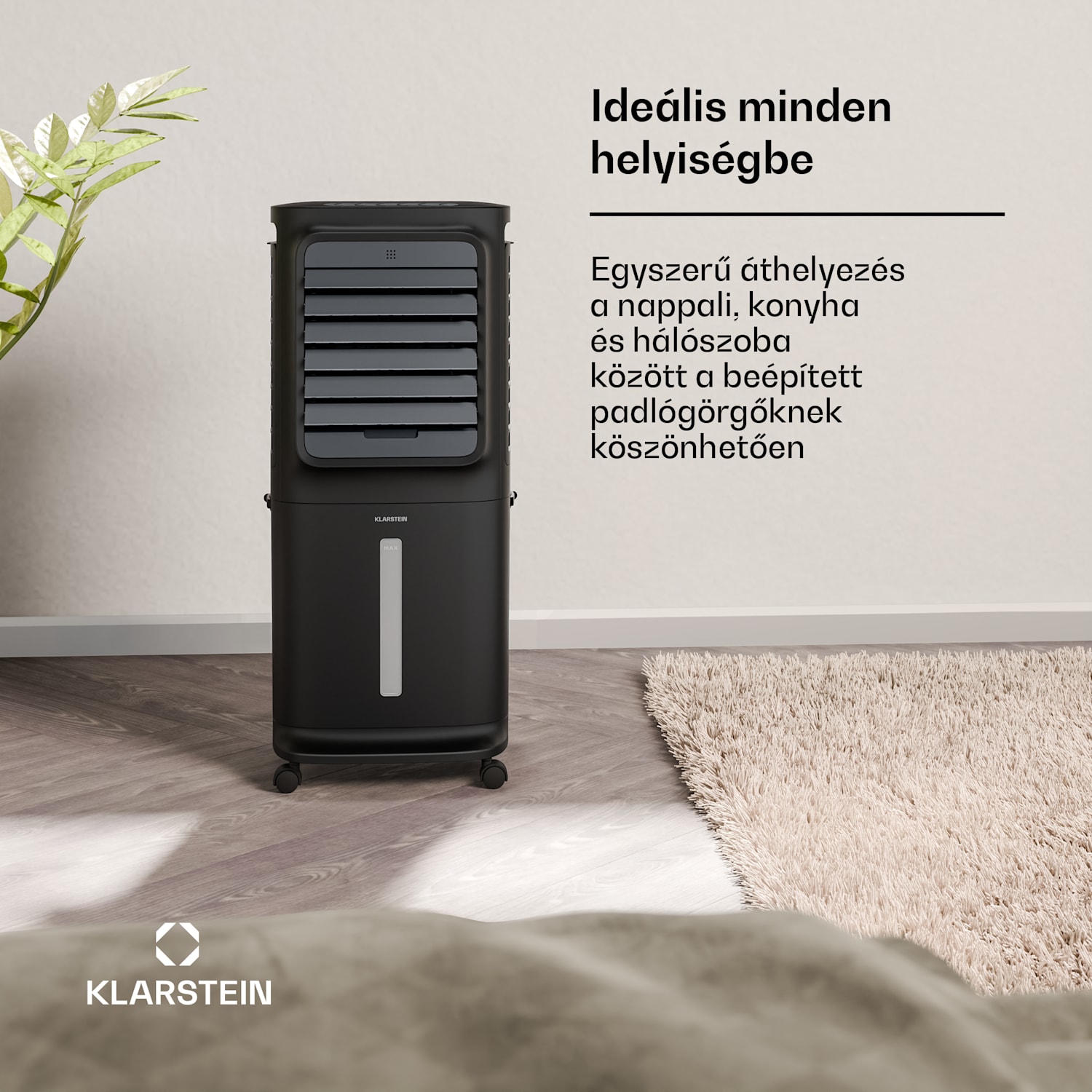 Breezcube intelligens léghűtő vízhűtéssel | 340 m³/h | 10 l | 30 m² | 3 üzemmód | 50 W Fekete