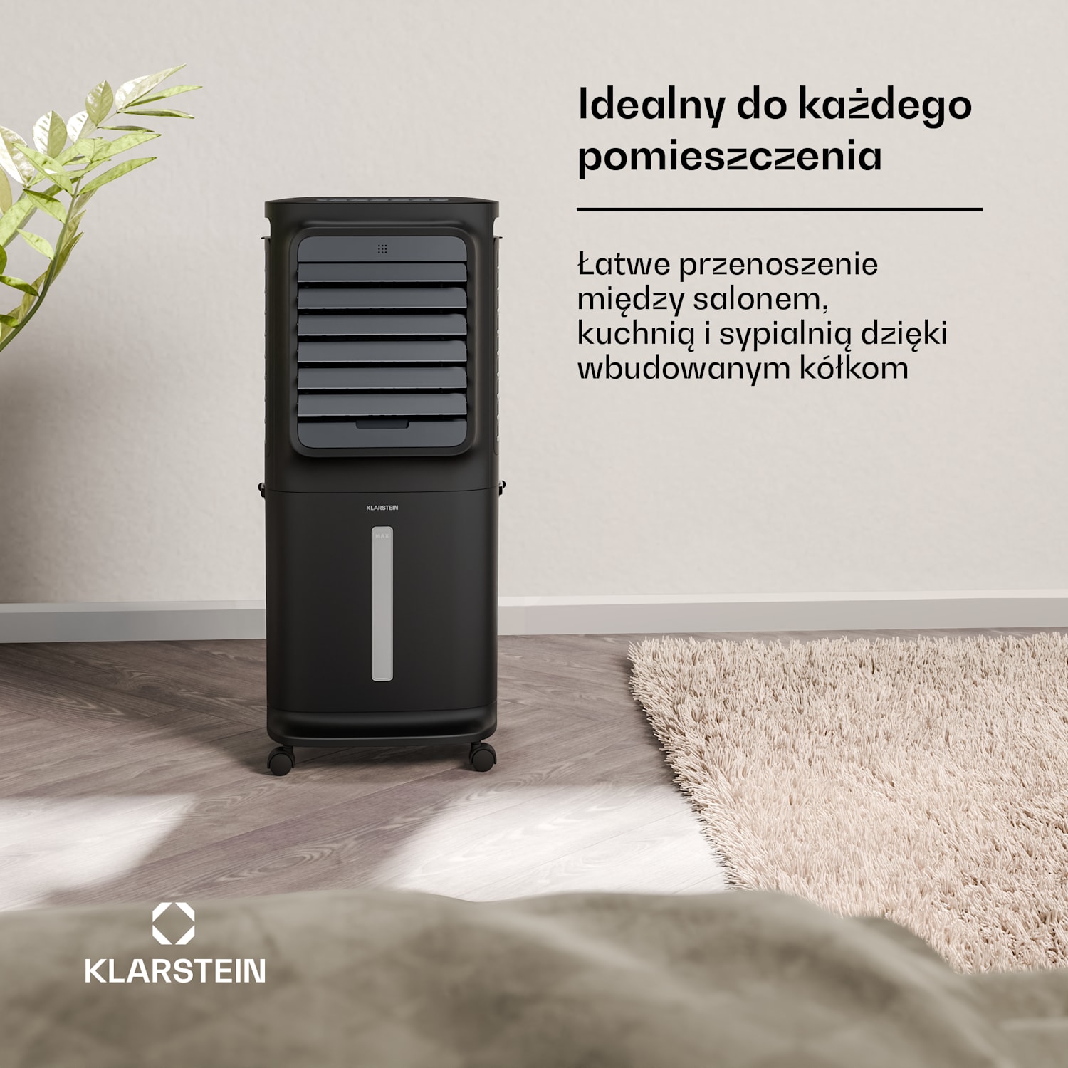 Breezcube Smart klimator przenośny | 340 m³/h | 10 l | 30 m² | 3 tryby | 50 W Czarny