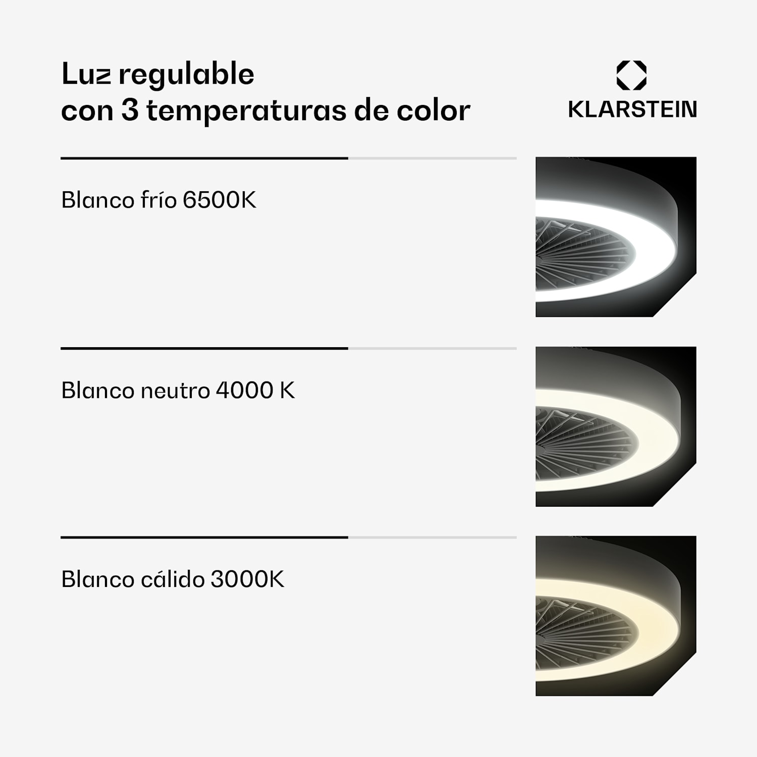 Ventilador de techo ZenBreeze Smart con luz | 48 cm | 16 W | Silencioso | LED | Acrílico Negro