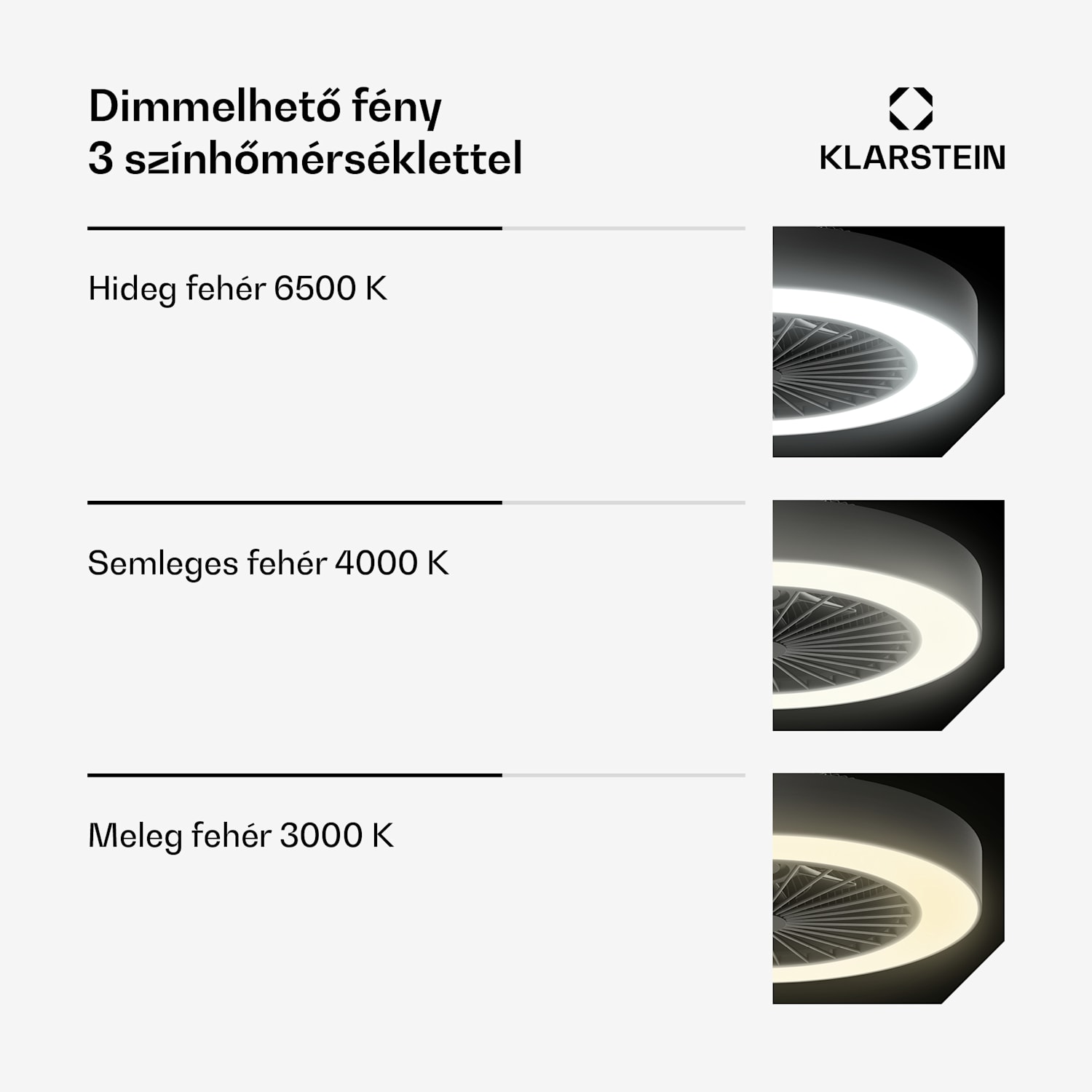 ZenBreeze intelligens mennyezeti ventilátor világítással | 48 cm | 16 W | Csendes | LED | Akril Fekete