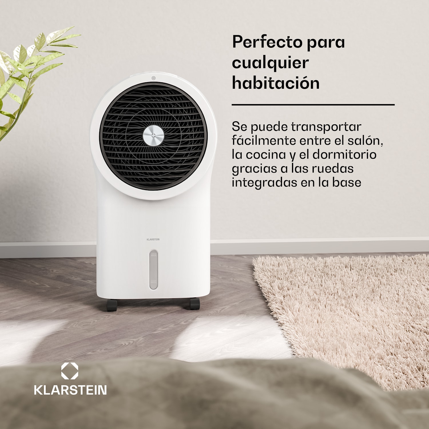 Enfriador de aire Whirlwind | 320 m³/h | 6 L | 30 m² | 2 parches de frío| 3 modos | 60 W 320 m³/h | Blanco