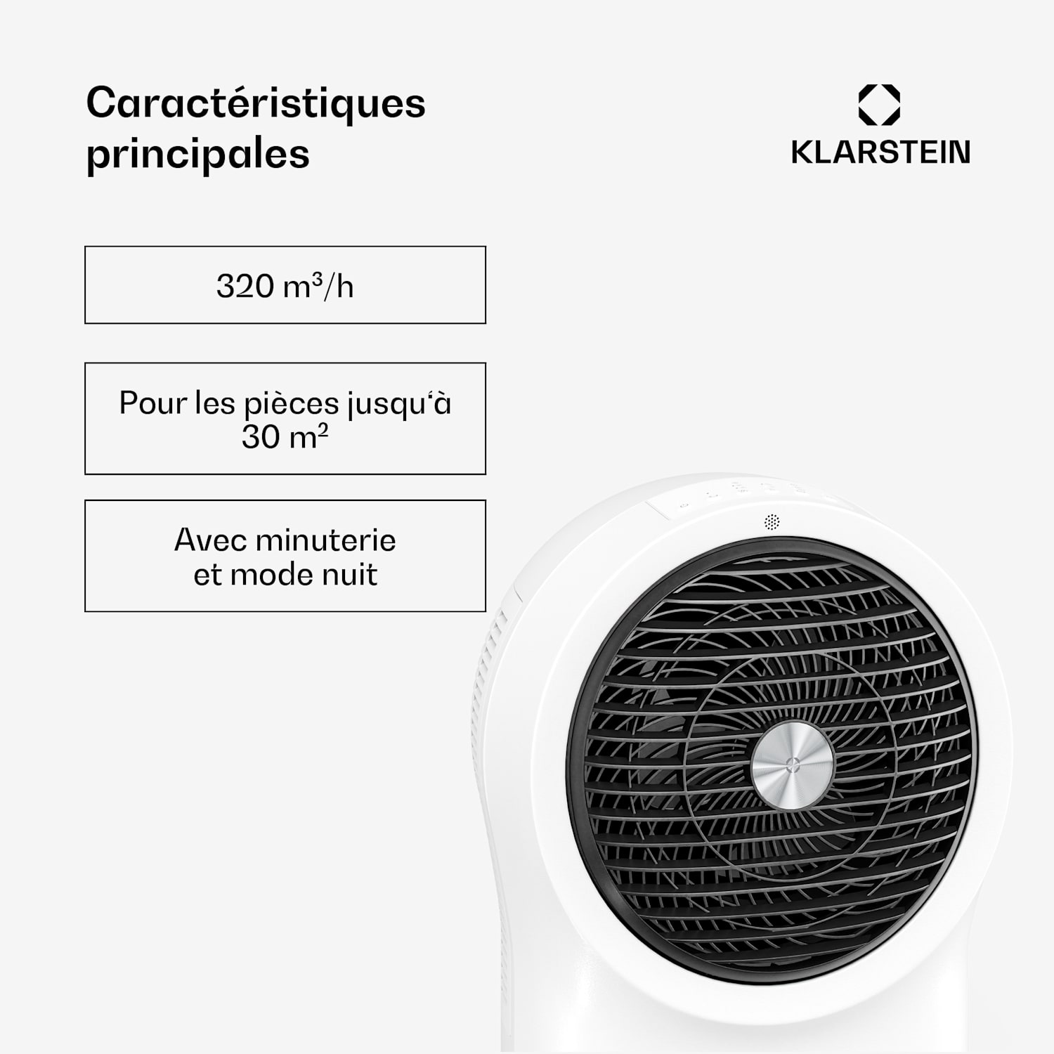 Rafraîchisseur d'air Whirlwind | 320 m³/h | 6 l | 30 m² | 2 packs de refroidissement | 3 modes | 60 W 320 m³/h | Blanc