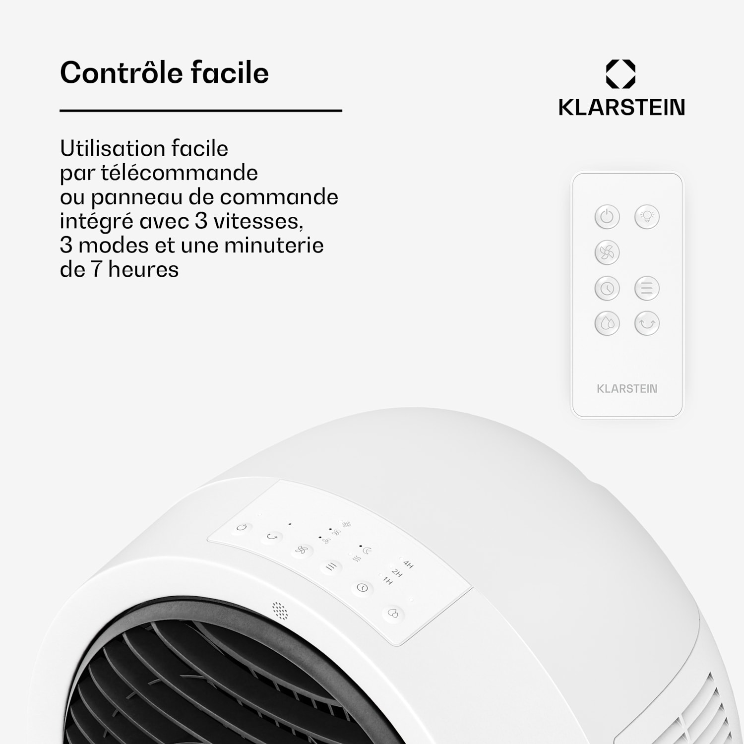 Rafraîchisseur d'air Whirlwind | 320 m³/h | 6 l | 30 m² | 2 packs de refroidissement | 3 modes | 60 W 320 m³/h | Blanc