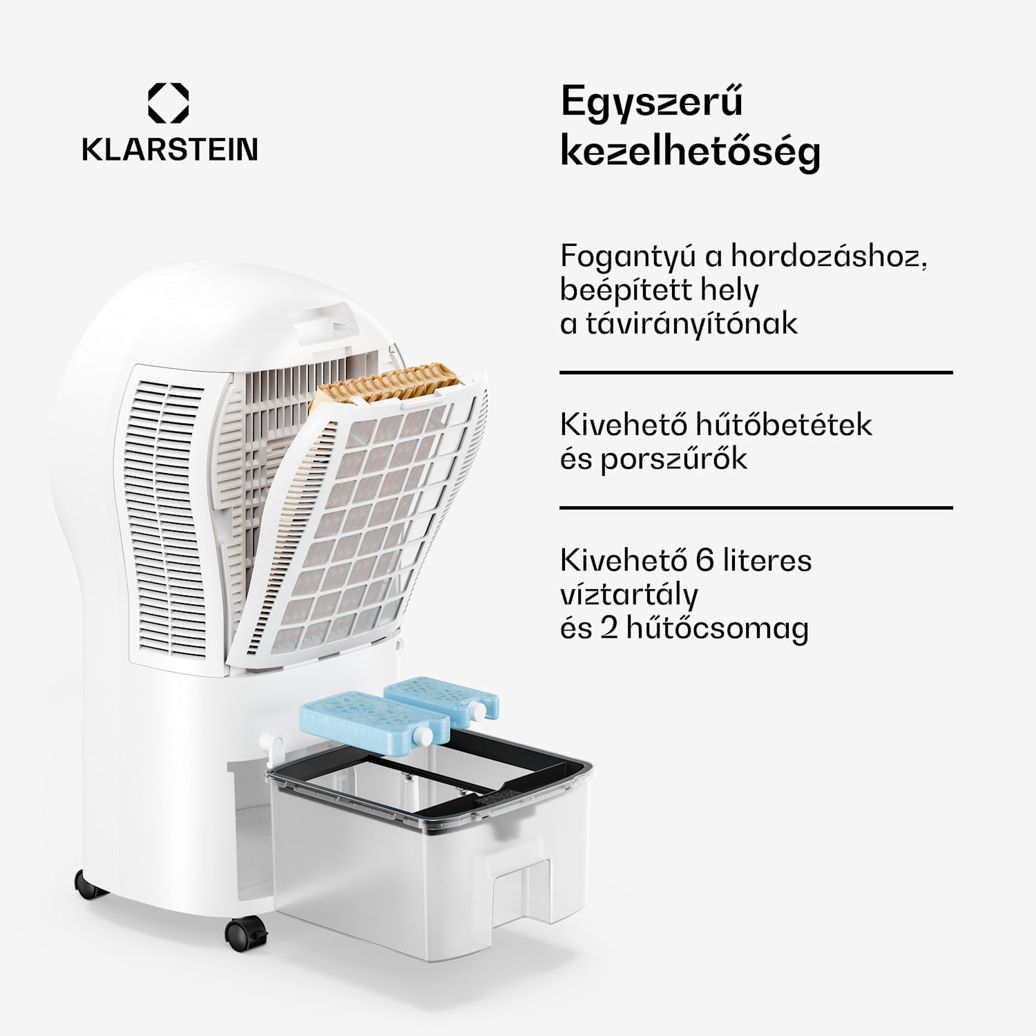 Whirlwind léghűtő | 320 m³/h | 6 l | 30 m² | 2 hűtőbetét | 3 üzemmód | 60 W 320 m³/h | Fehér