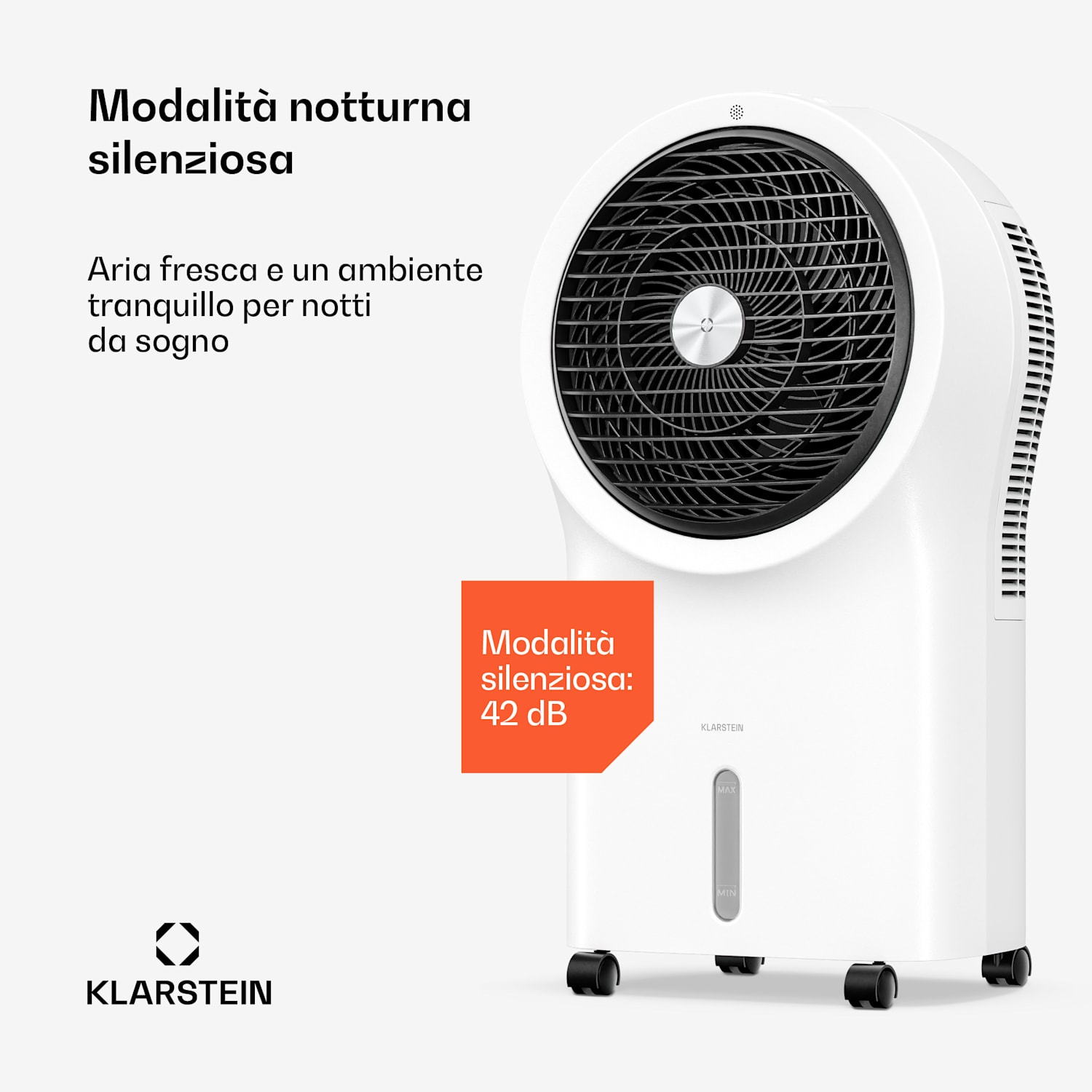 Whirlwind - Raffrescatore evaporativo | 320 m³/ora | 6 l | 30 m² | 2 elementi refrigeranti | 3 modalità | 60 W 320 m³/h | Bianco