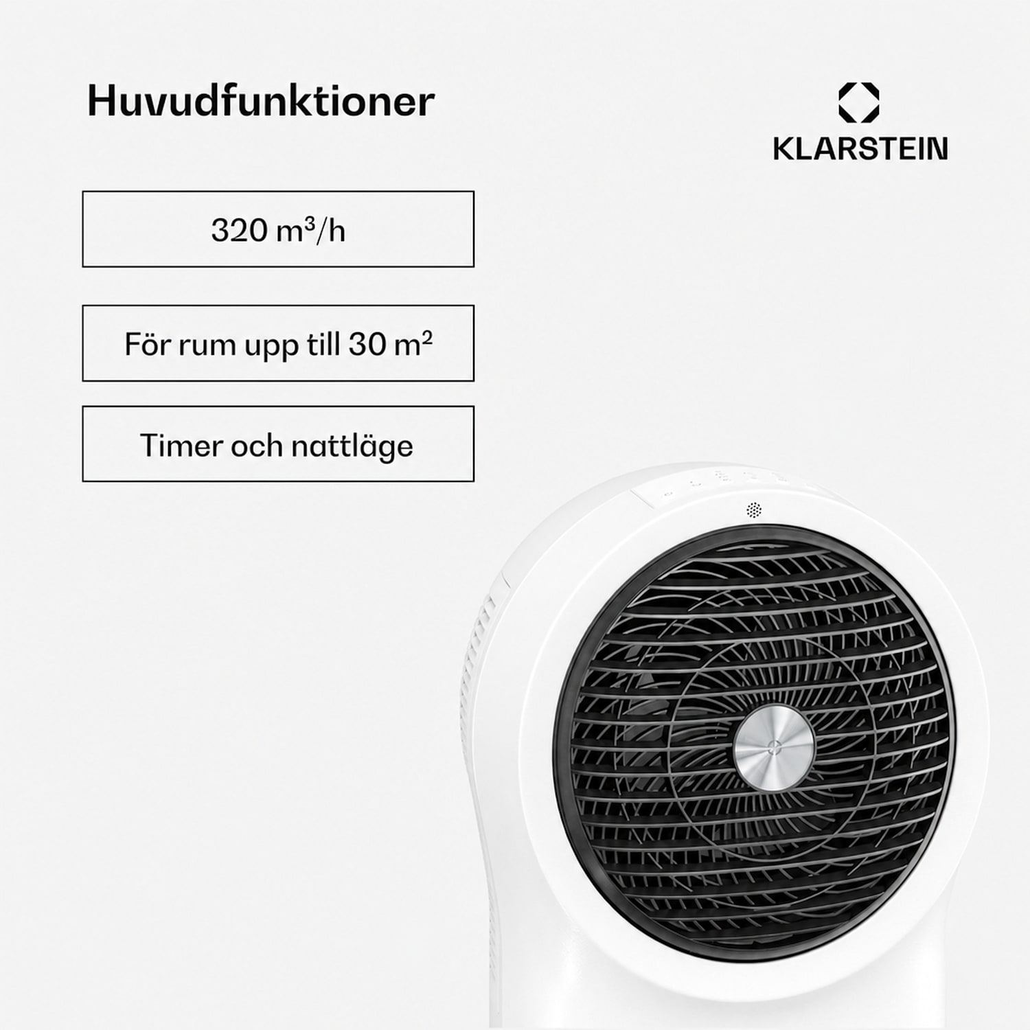 Whirlwind luftkylare | 320 m³/h | 6 l | 30 m² | 2 kylpaket | 3 lägen | 60 W 320 m³/h | Vit