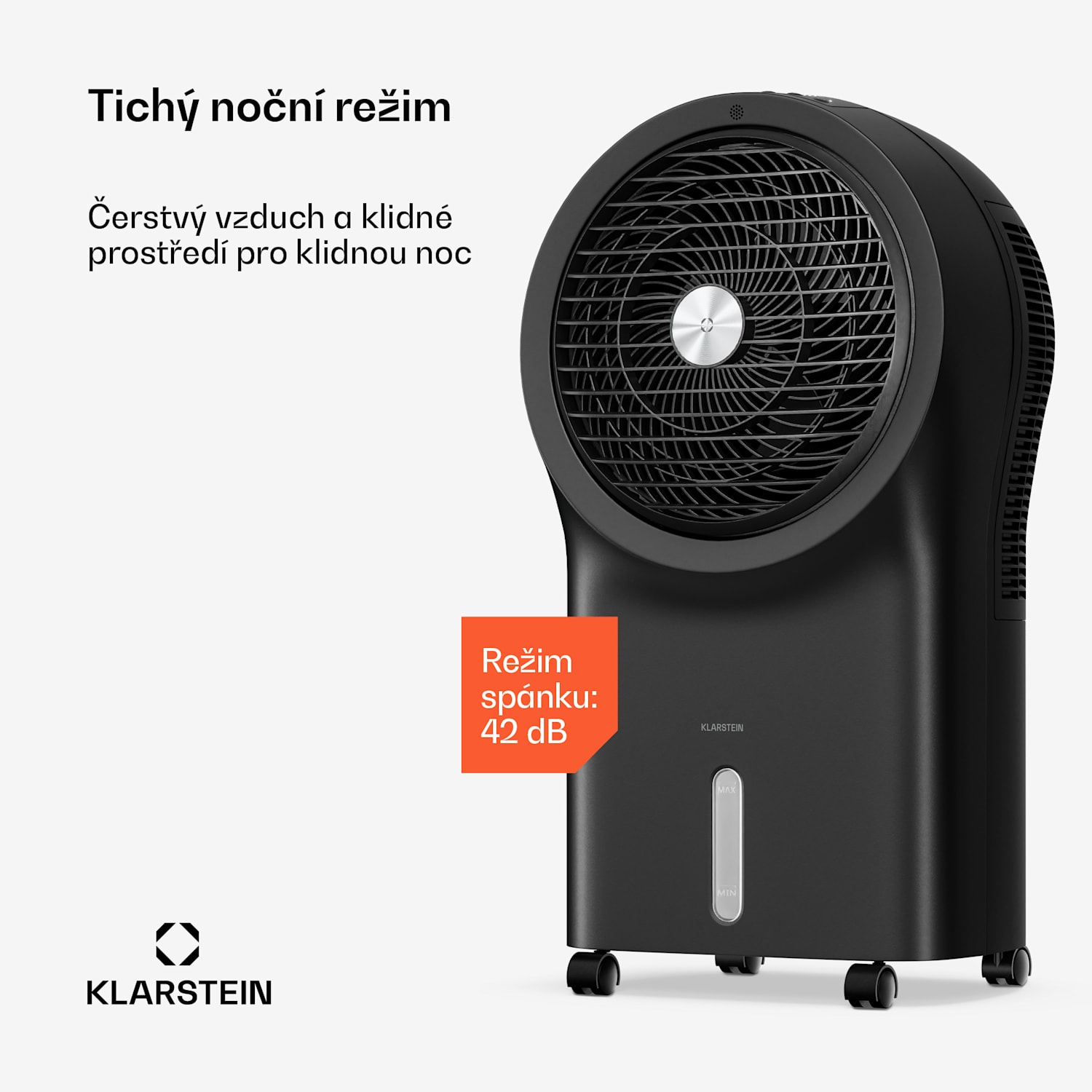 Whirlwind vzduchový chladič | 320 m³/h | 6 l | 30 m² | 2 chladicí packy | 3 režimy | 60 W 320 m³/h | Černá