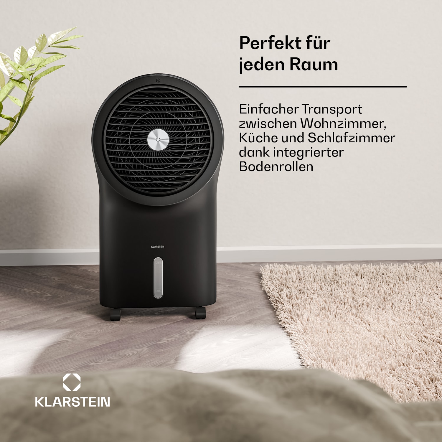 Whirlwind Luftkühler | 320 m³/h | 6 l | 30 m² | 2 Kühlpacks | 3 Modi | 60 W 320 m³/h | Schwarz