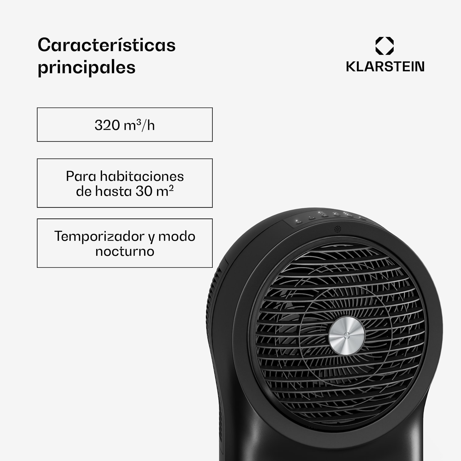 Enfriador de aire Whirlwind | 320 m³/h | 6 L | 30 m² | 2 parches de frío| 3 modos | 60 W 320 m³/h | Negro