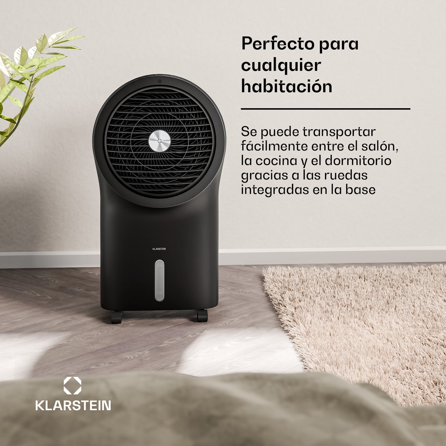 Enfriador de aire Whirlwind | 320 m³/h | 6 L | 30 m² | 2 parches de frío| 3 modos | 60 W 320 m³/h | Negro