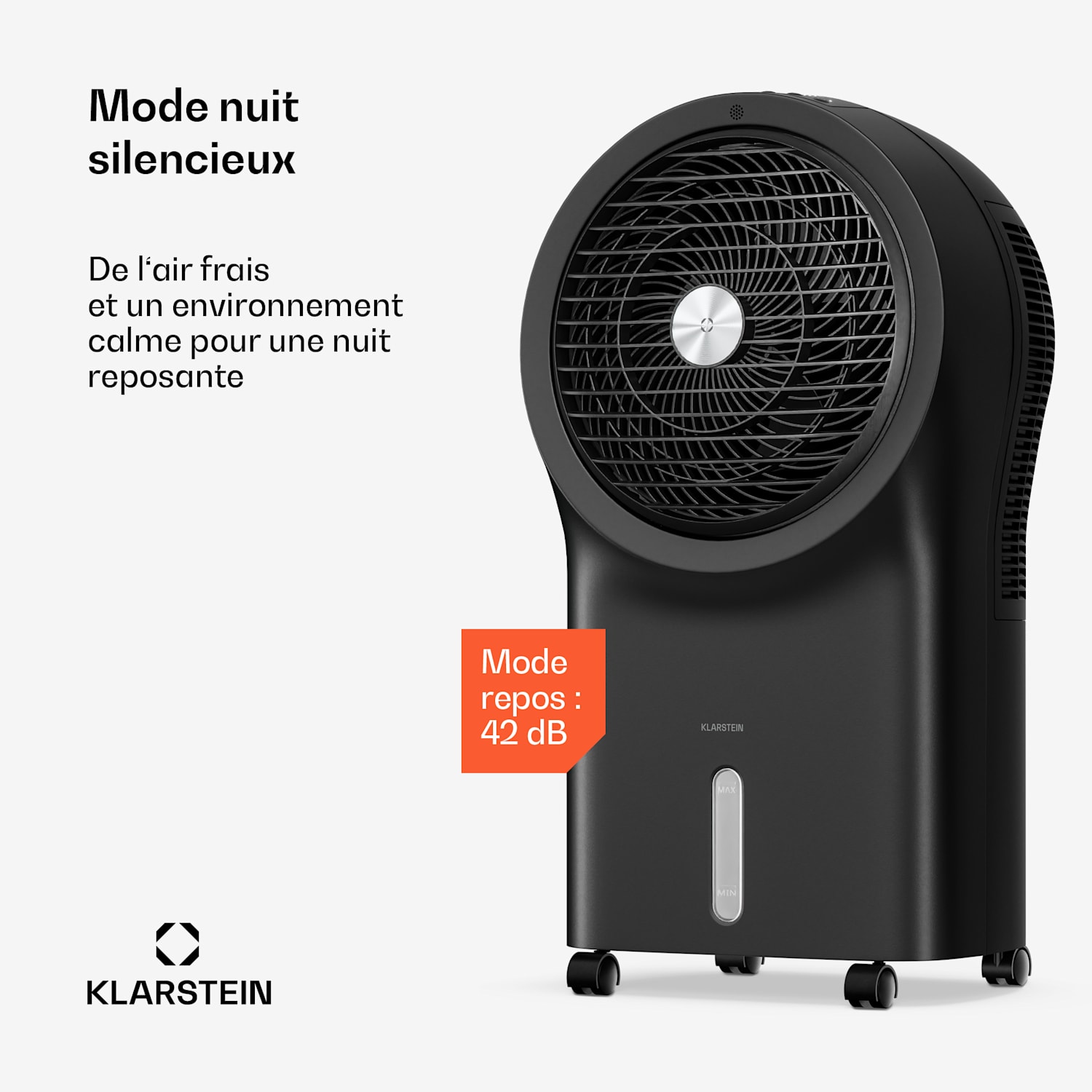 Rafraîchisseur d'air Whirlwind | 320 m³/h | 6 l | 30 m² | 2 packs de refroidissement | 3 modes | 60 W 320 m³/h | Noir