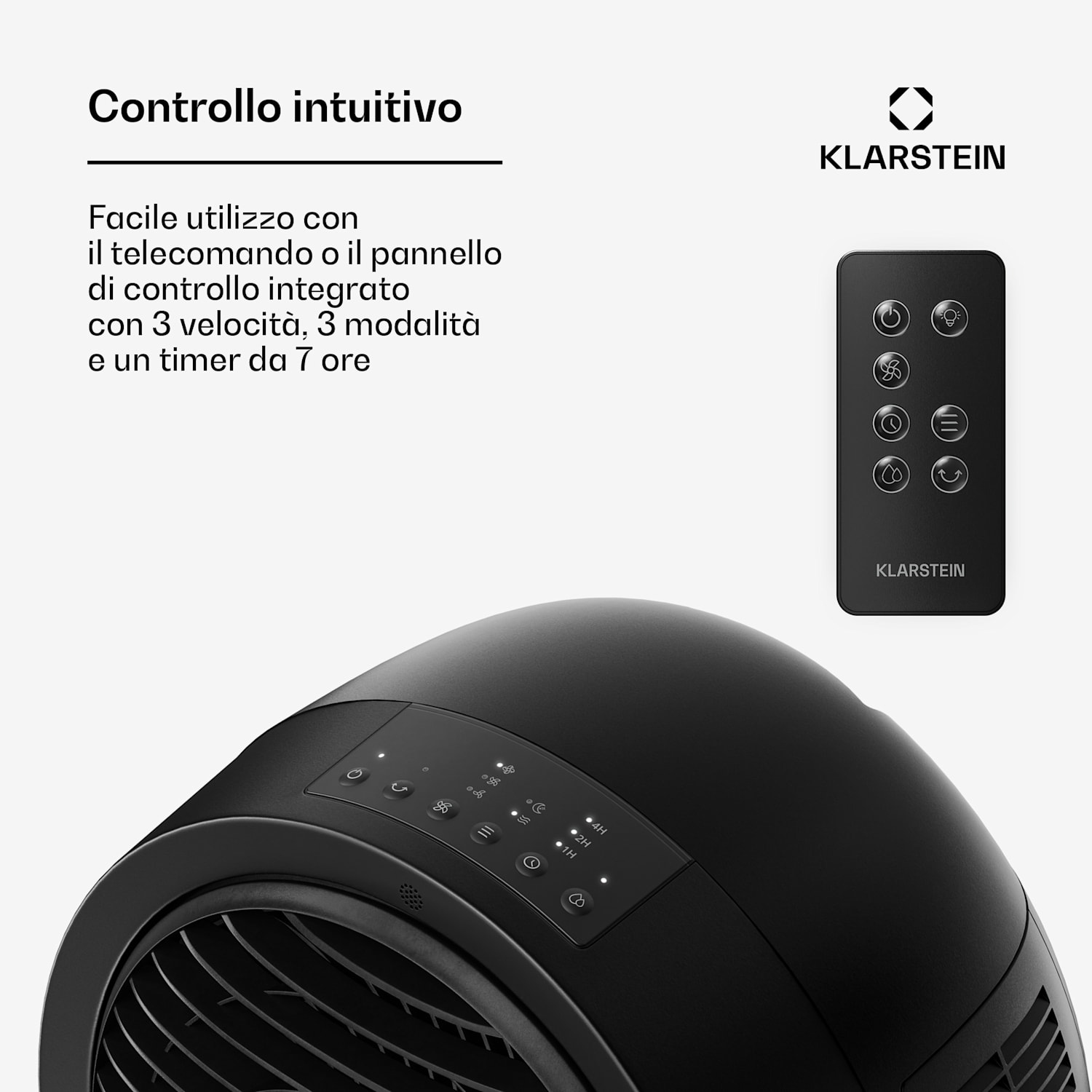 Whirlwind - Raffrescatore evaporativo | 320 m³/ora | 6 l | 30 m² | 2 elementi refrigeranti | 3 modalità | 60 W 320 m³/h | Nero