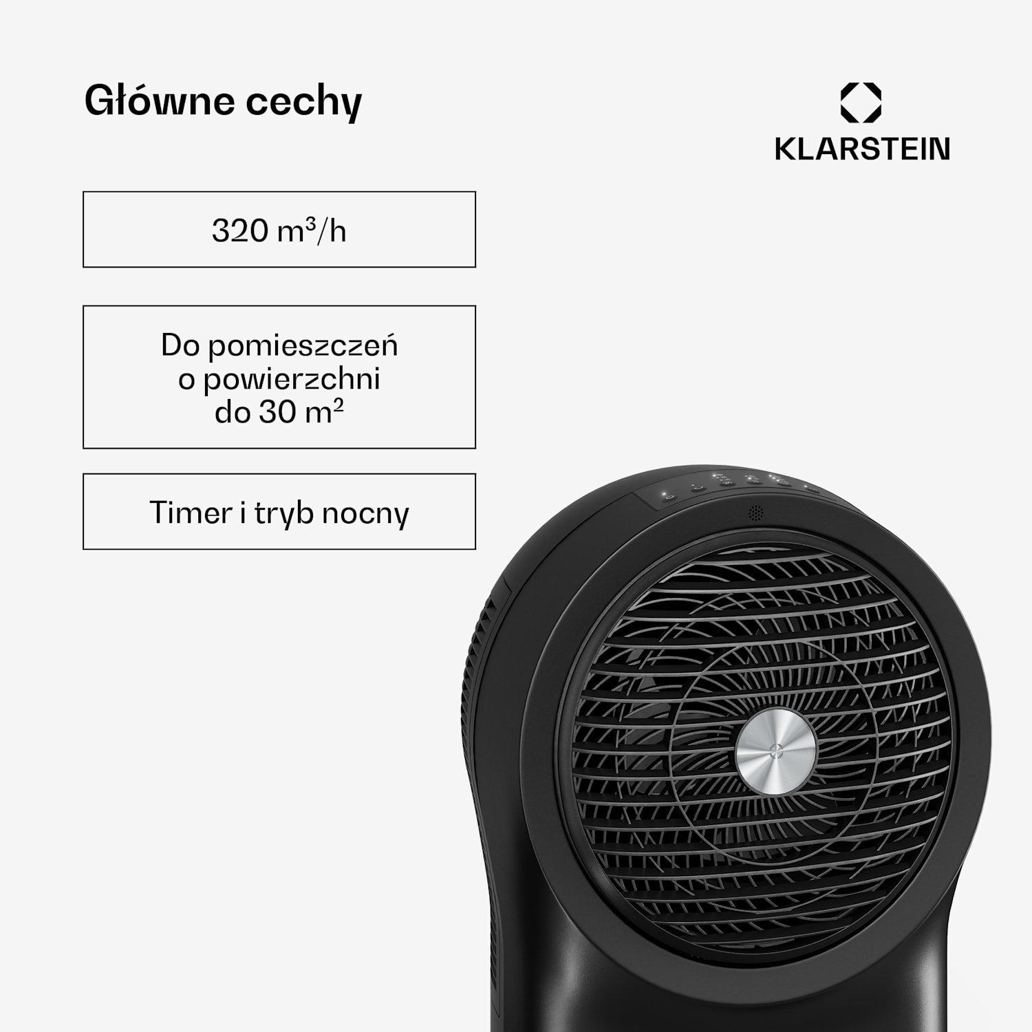 Whirlwind klimator przenośny | 320 m³/h | 6 l | 30 m² | 2 wkłady chłodzące | 3 tryby | 60 W 320 m³/h | Czarny