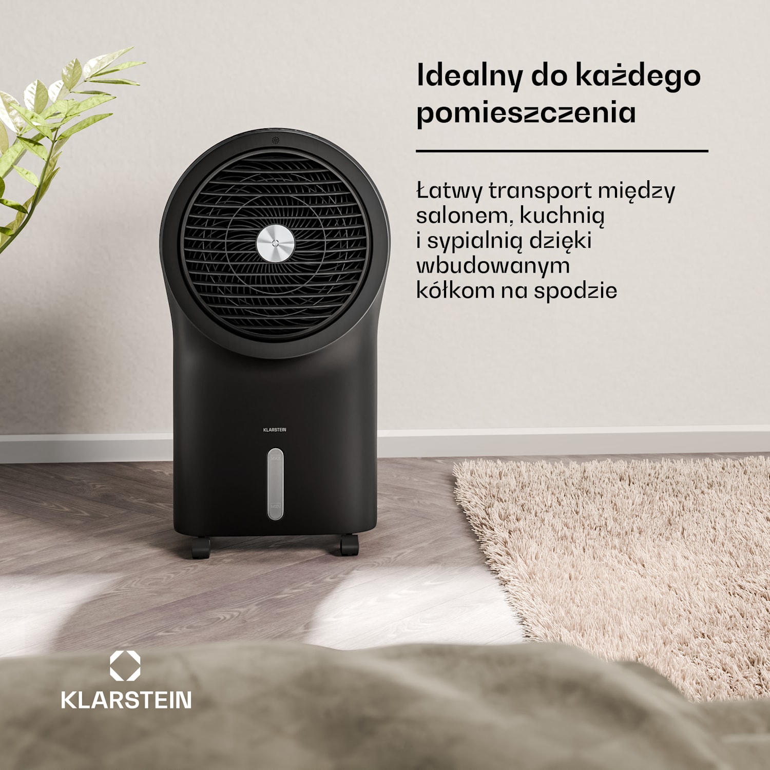 Whirlwind klimator przenośny | 320 m³/h | 6 l | 30 m² | 2 wkłady chłodzące | 3 tryby | 60 W 320 m³/h | Czarny