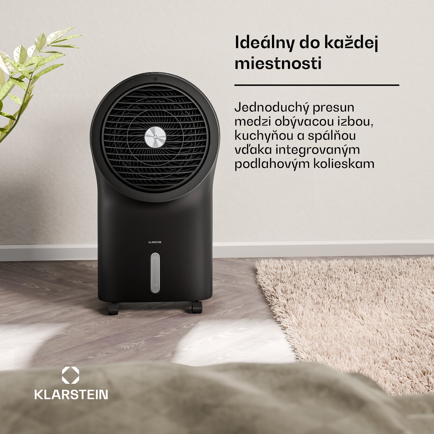 Whirlwind ochladzovač vzduchu | 320 m³/h | 6 l | 30 m² | 2 chladiace balíky | 3 režimy | 60 W 320 m³/h | Čierna