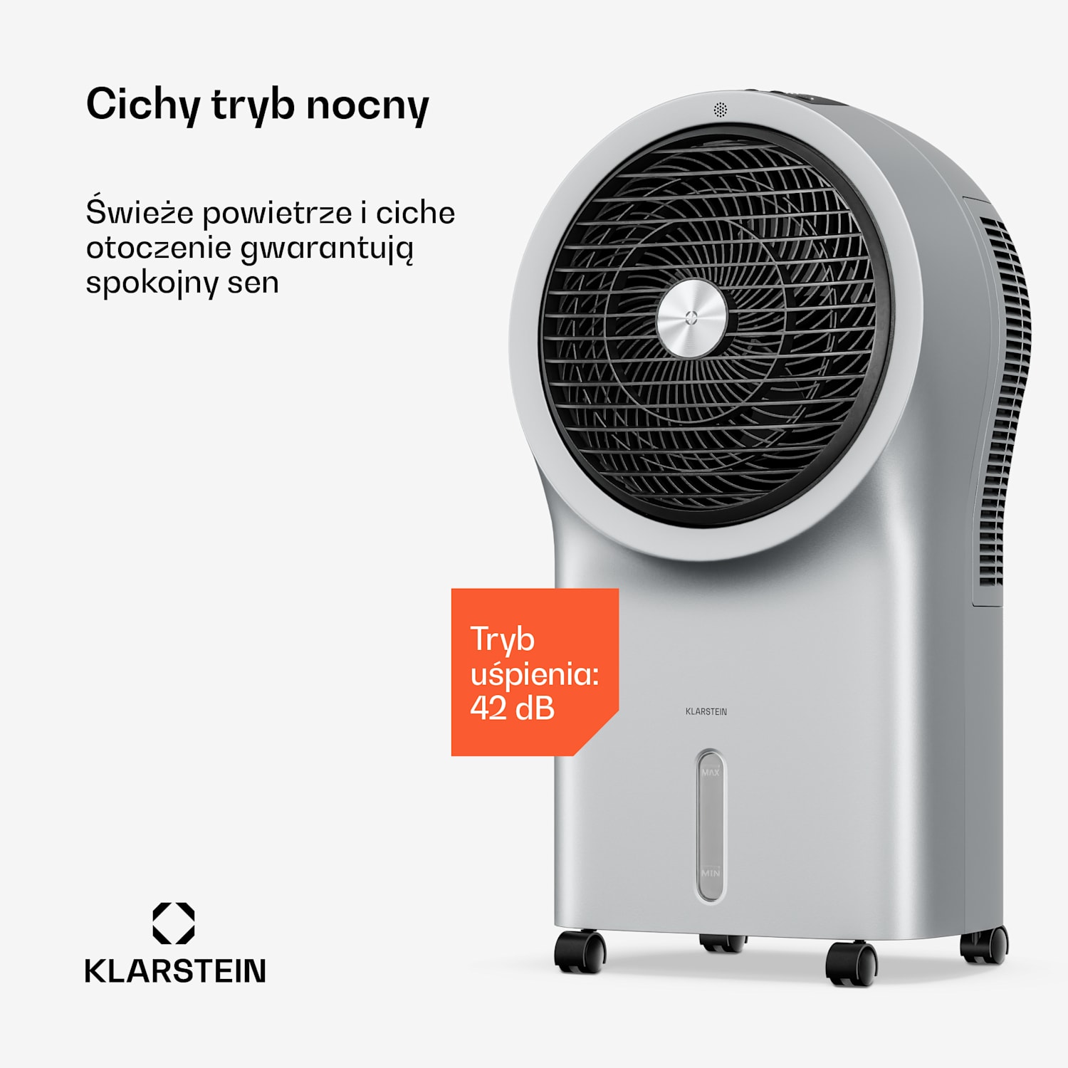 Whirlwind klimator przenośny | 320 m³/h | 6 l | 30 m² | 2 wkłady chłodzące | 3 tryby | 60 W 320 m³/h | Srebrny