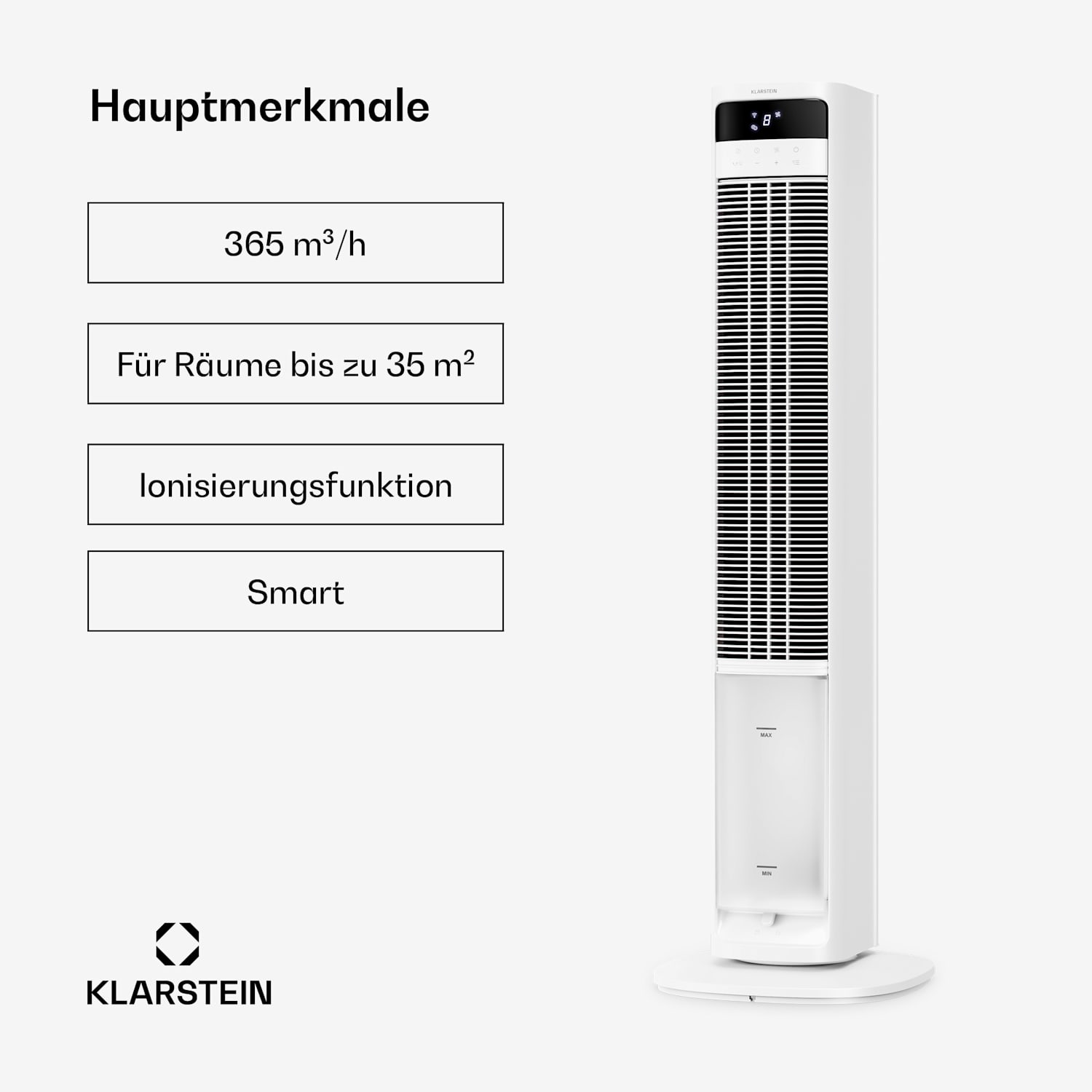 Mistral Smarter Luftkühler mit Wasserkühlung | 365 m³/h | 4 l | 35 m² | 3 Modi | 36 W Ja | Weiß