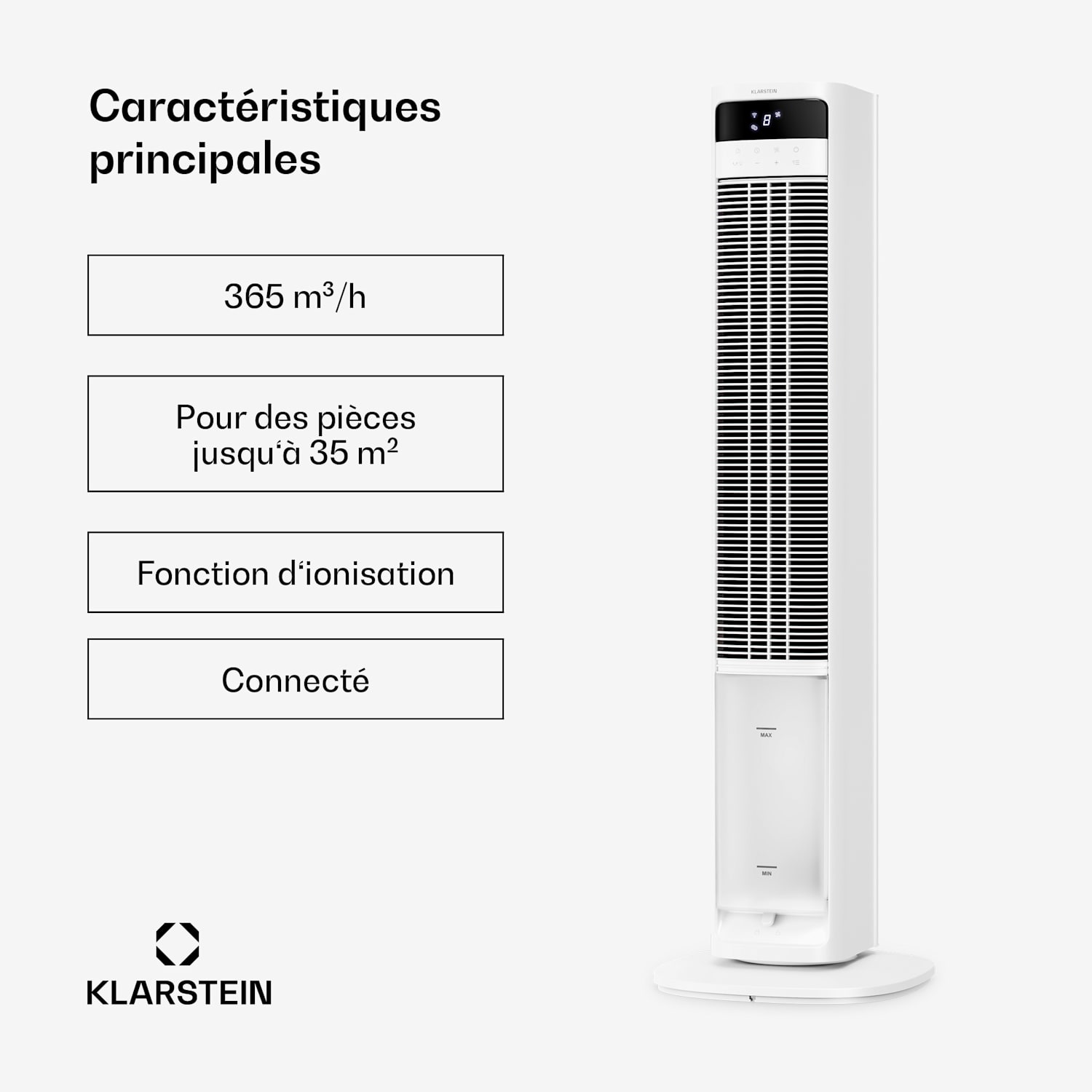 Mistral Rafraîchiseur d'air connecté avec refroidissement à eau | 365 m³/h | 4 l | 35 m² | 3 modes | 36 W Oui | Blanc