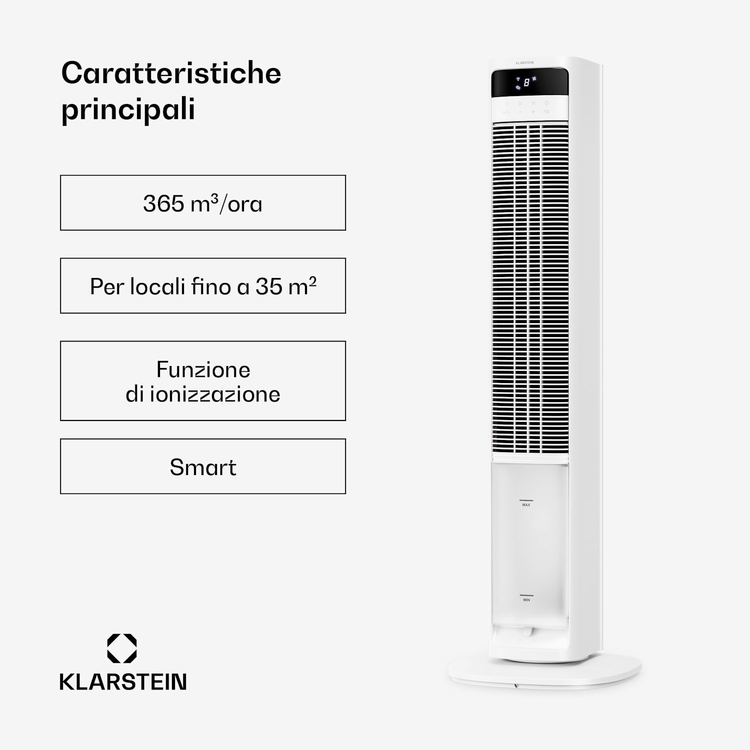 Mistral - Raffrescatore evaporativo smart | 365 m³/ora | 4 l | 35 m² | 3 modalità | 36 W Sì | Bianco