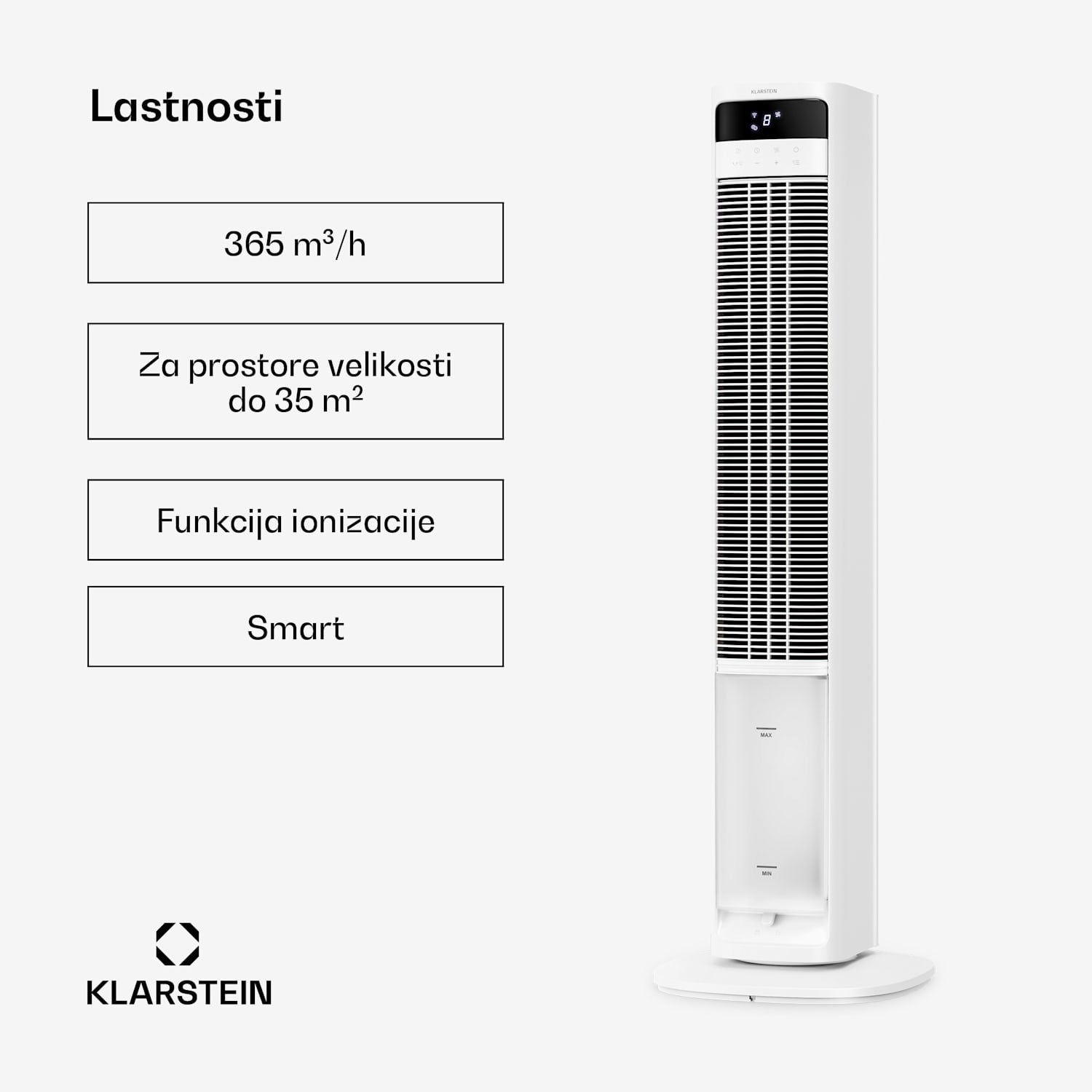 Mistral inteligentni hladilec zraka z vodnim hlajenjem | 365 m³/h | 4 l | 35 m² | 3 načini | 36 W Da | Bela
