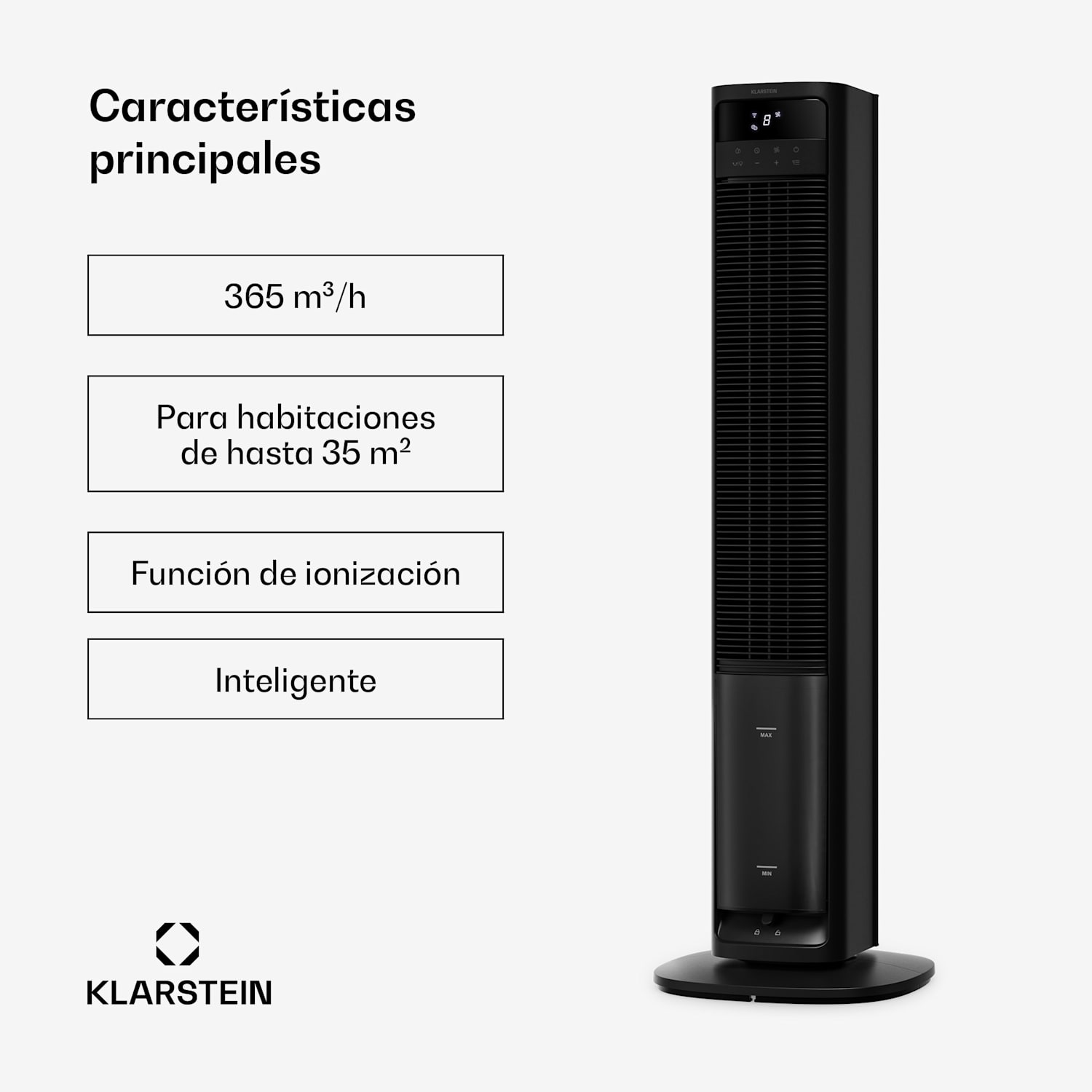 Mistral Smart enfriador de aire con refrigeración por agua | 365 m³/h | 4 L | 35 m² | 3 modos | 36 W Sí | Negro