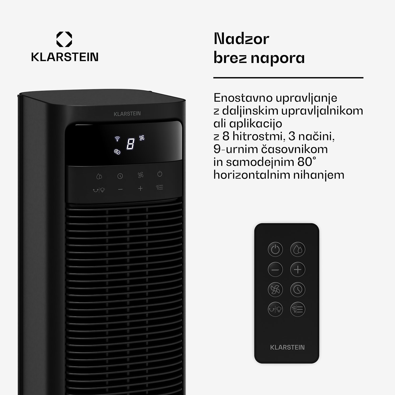 Mistral pametni zračni hladilnik z vodnim hlajenjem | 365 m³/h | 4 l | 35 m² | 3 načini | 36 W Da | Črna