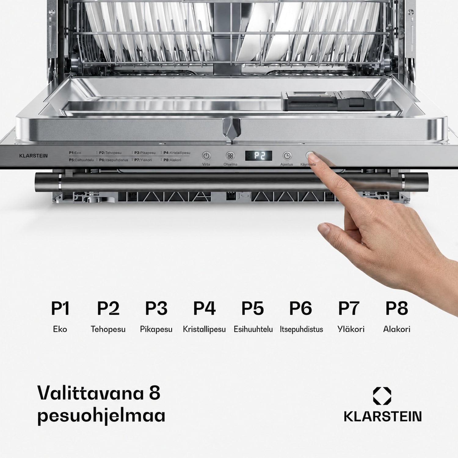 Luxara upotettava astianpesukone | 8 ohjelmaa | Aqua-Stop-teknologia | 1900 W | 60 cm 