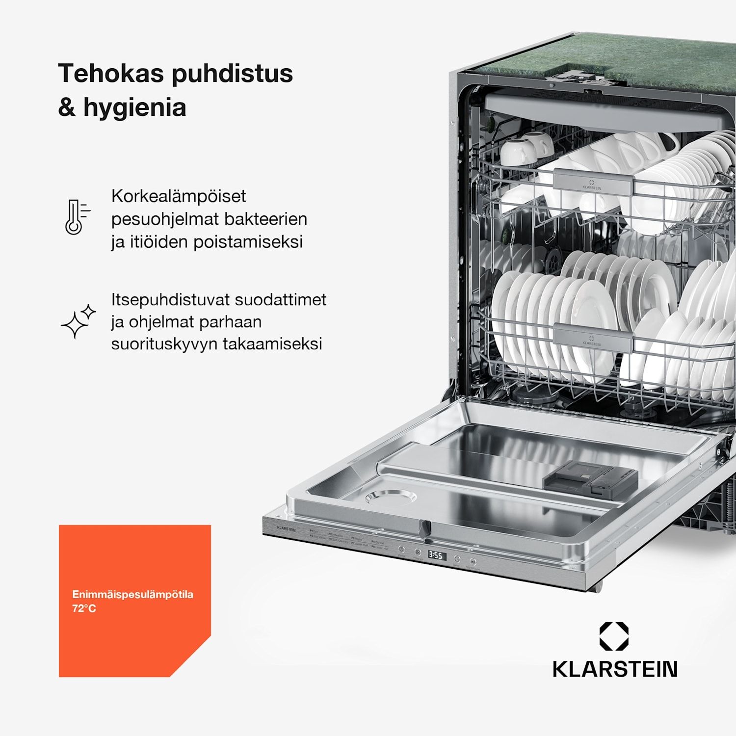 Luxara upotettava astianpesukone | 8 ohjelmaa | Aqua-Stop-teknologia | 1900 W | 60 cm 